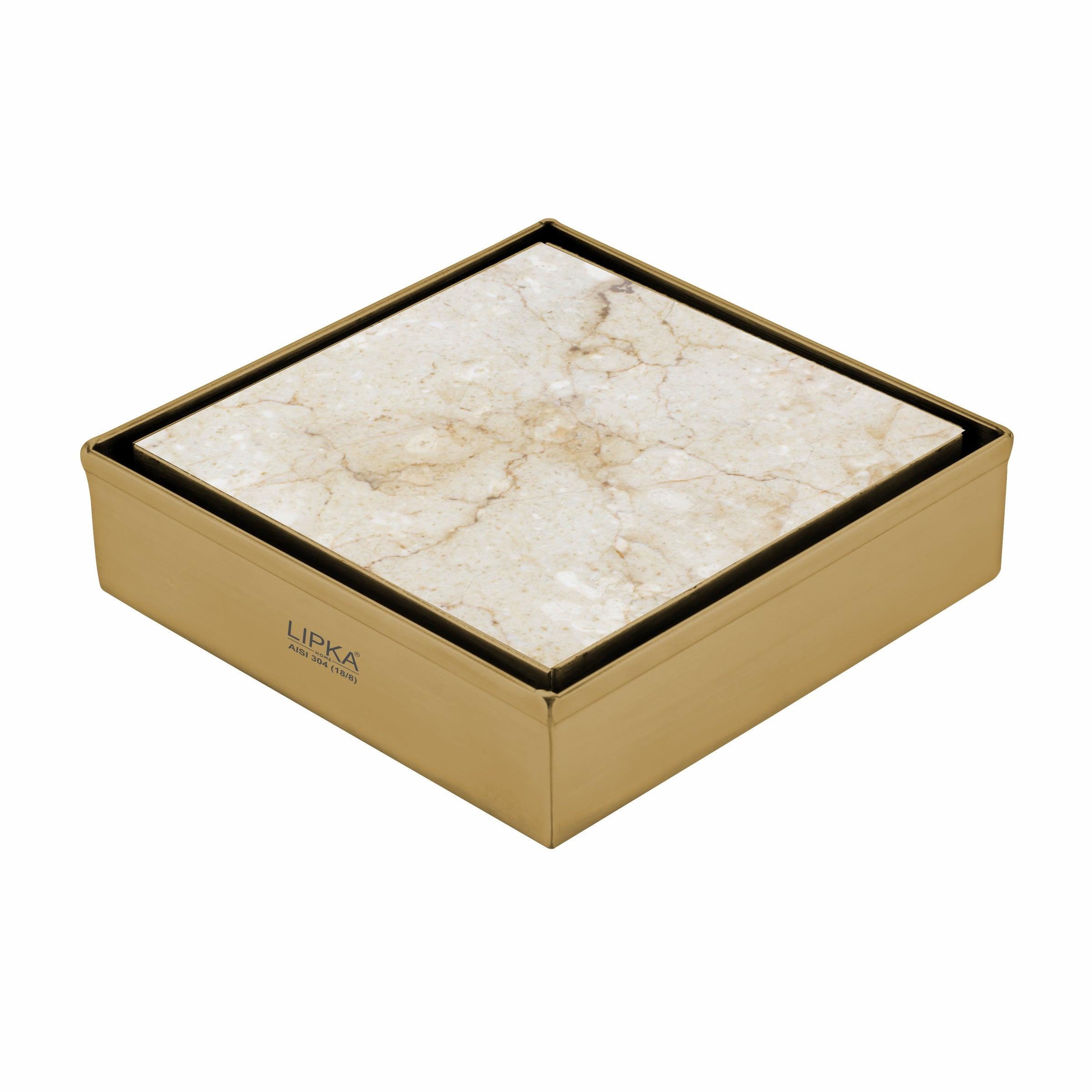 Liloページ Tile Insert Square Floor Drain - Yellow Gold (4 x 4 Inches