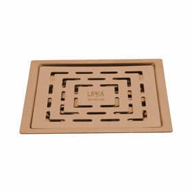 Orange Exclusive Square Flat Cut Floor Drain in Antique Copper PVD Coating (6 x 6 Inches) - LIPKA - Lipka Home