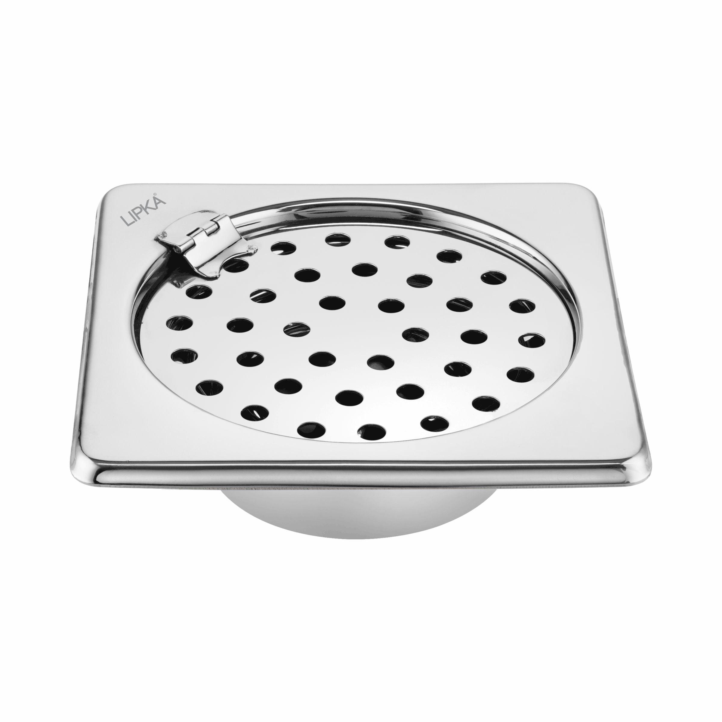 Super Sleek Square Floor Drain (5 x 5 Inches) With Hinge and Cockroach Trap - LIPKA - Lipka Home
