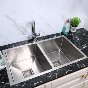 Handmade Double Bowl Kitchen Sink (37 x 18 x 10 Inches) - LIPKA - Lipka Home