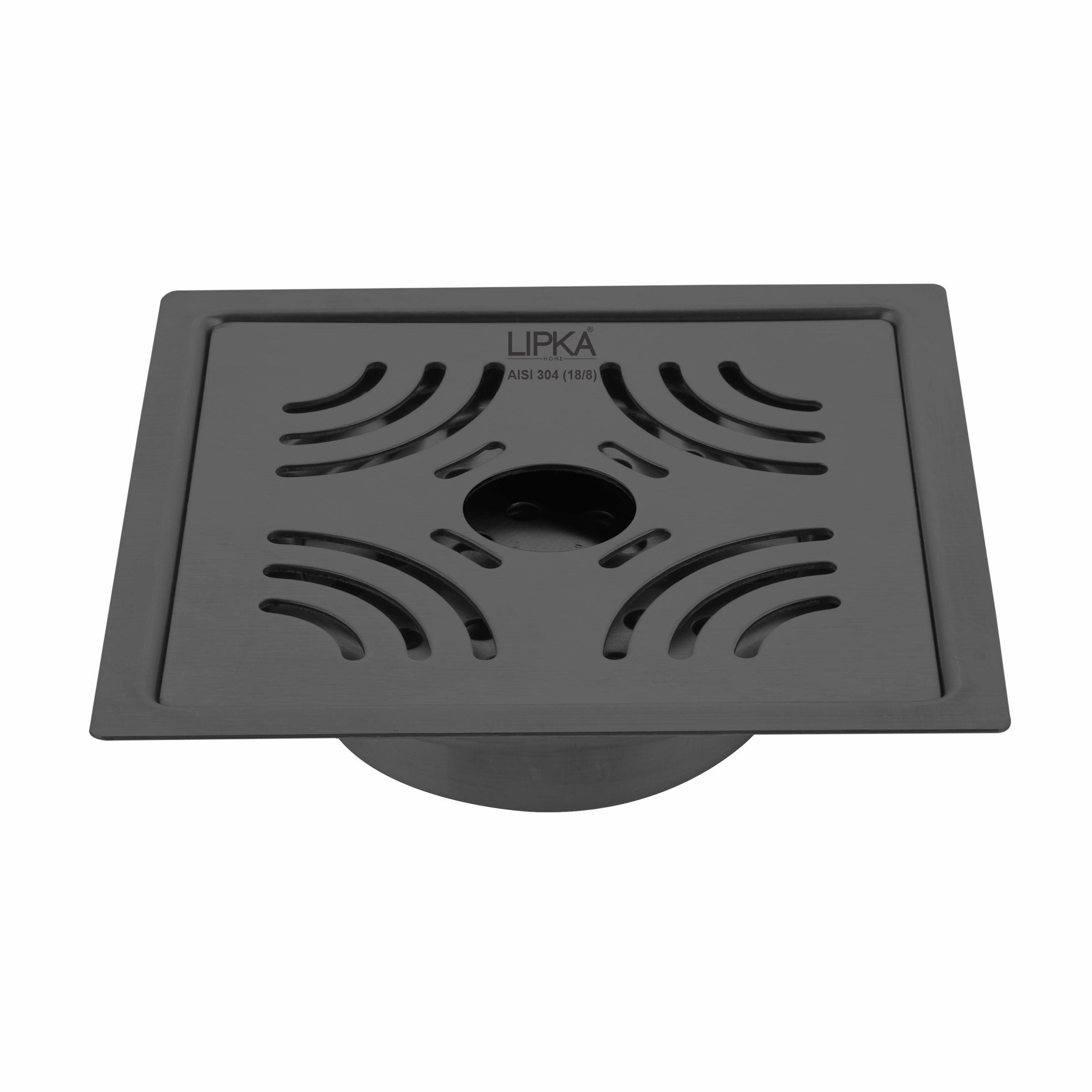 Purple Exclusive Square Flat Cut Floor Drain in Black PVD Coating (6 x 6 Inches) with Cockroach Trap 