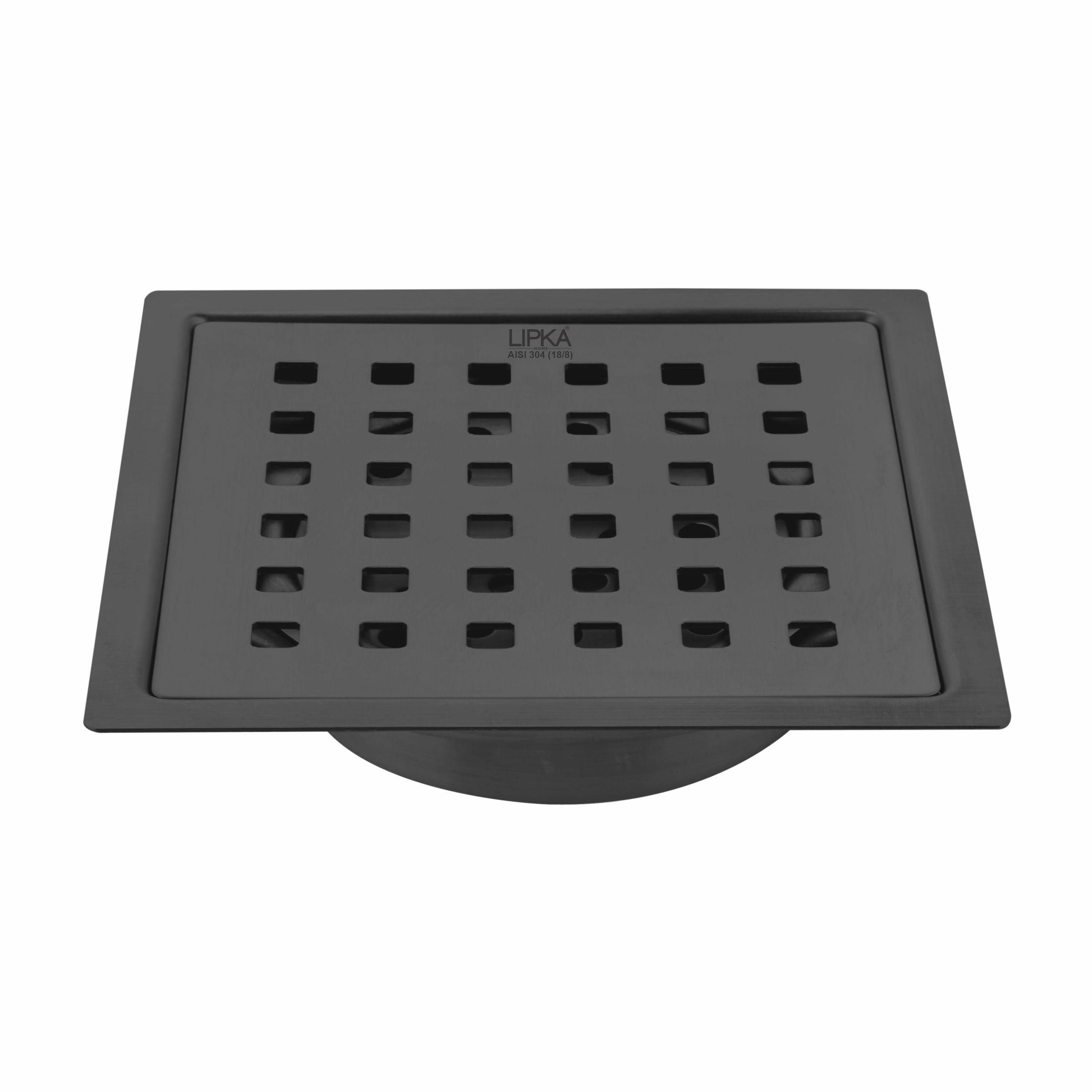 Red Exclusive Square Flat Cut Floor Drain in Black PVD Coating (5 x 5 Inches) with Cockroach Trap