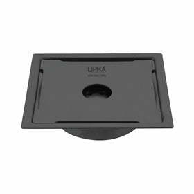 Yellow Exclusive Square Flat Cut Floor Drain in Black PVD Coating (6 x 6 Inches) with Hole & Cockroach Trap - LIPKA - Lipka Home