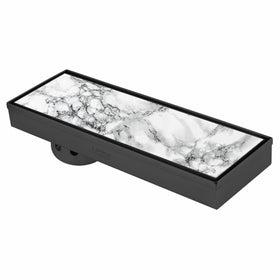 Marble Insert Shower Drain Channel - Black (12 x 4 Inches) - LIPKA - Lipka Home