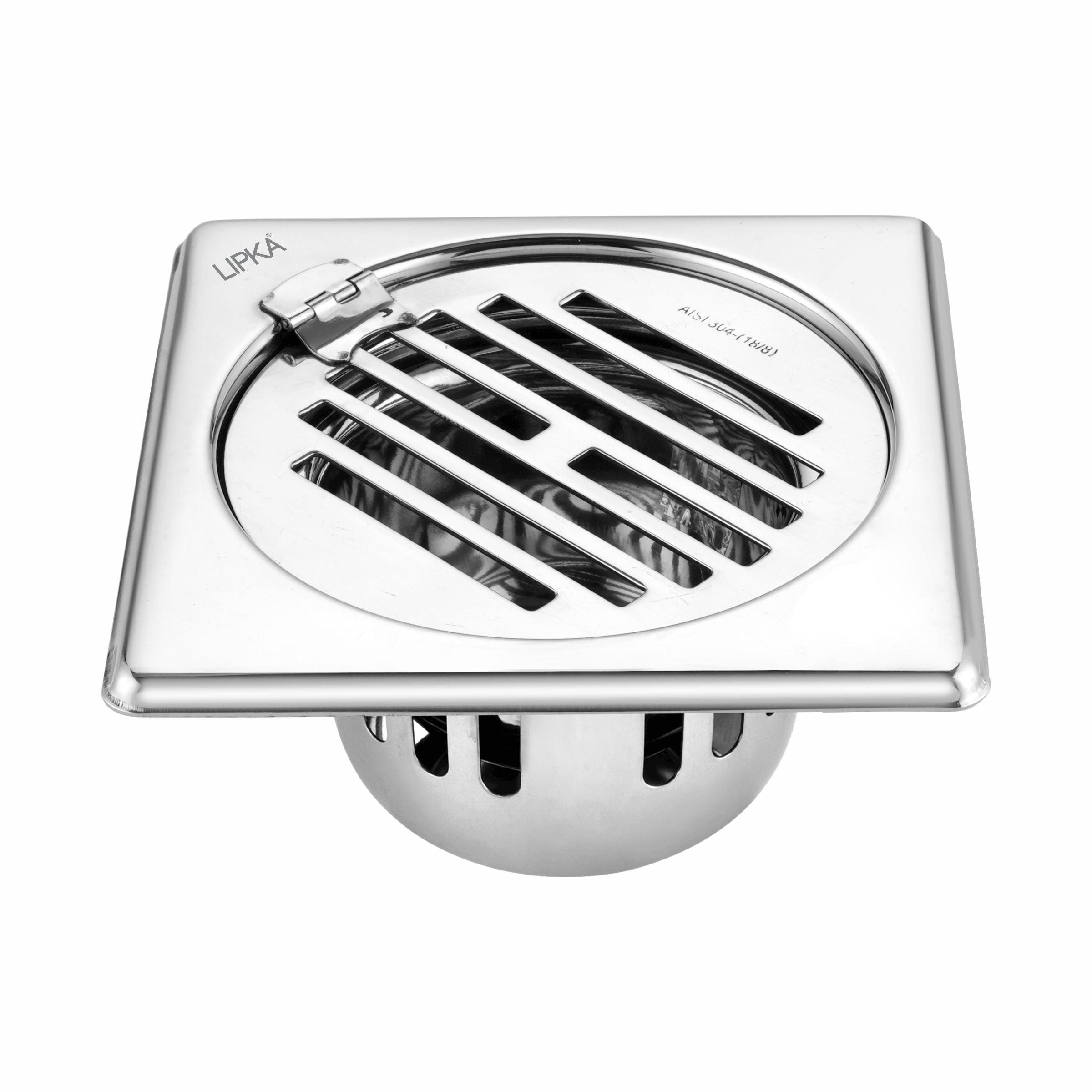 Golden Classic Jali Square Floor Drain (5 x 5 Inches) with Hinge and Cockroach Trap - LIPKA - Lipka Home