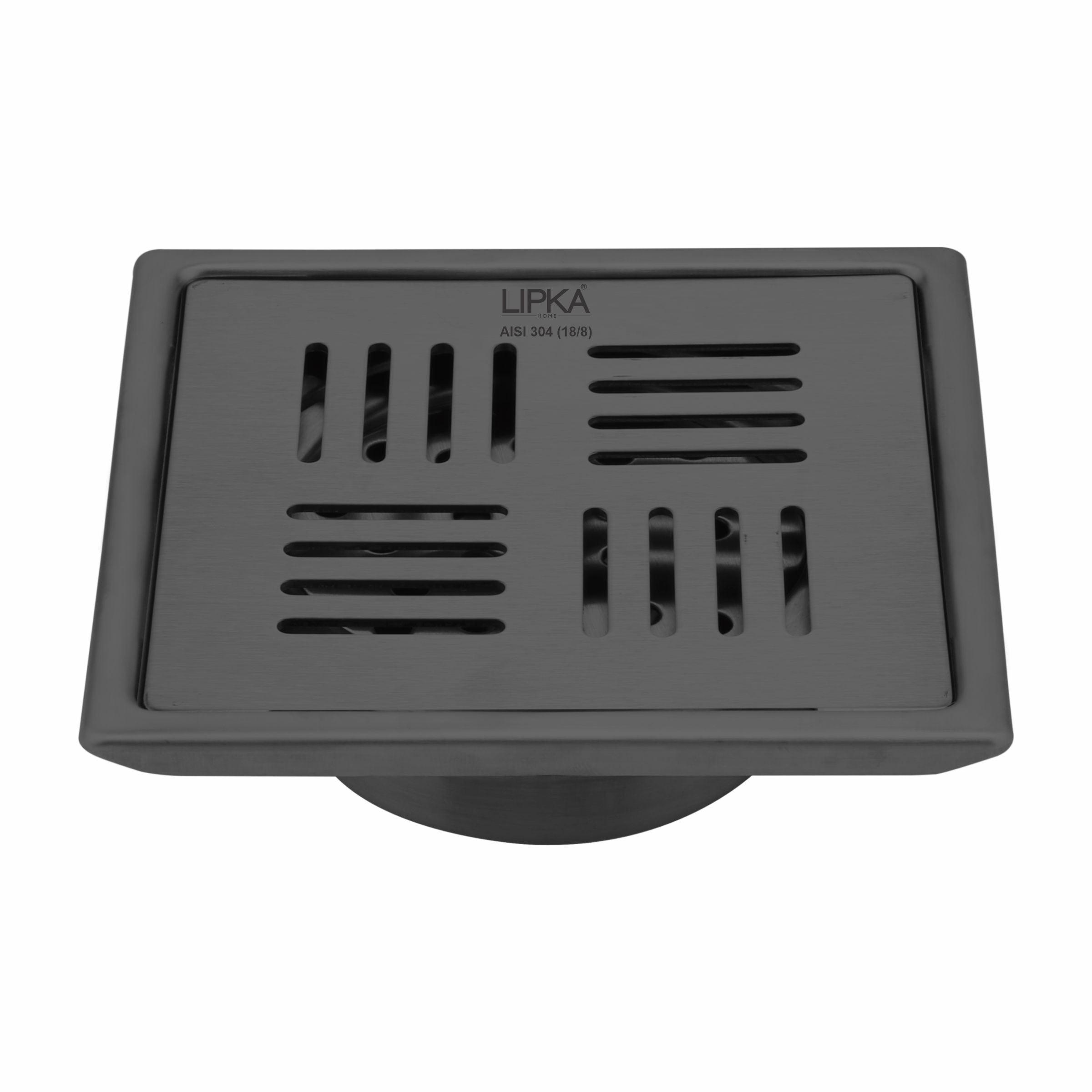 Pink Exclusive Square Floor Drain in Black PVD Coating (5 x 5 Inches) with Cockroach Trap 
