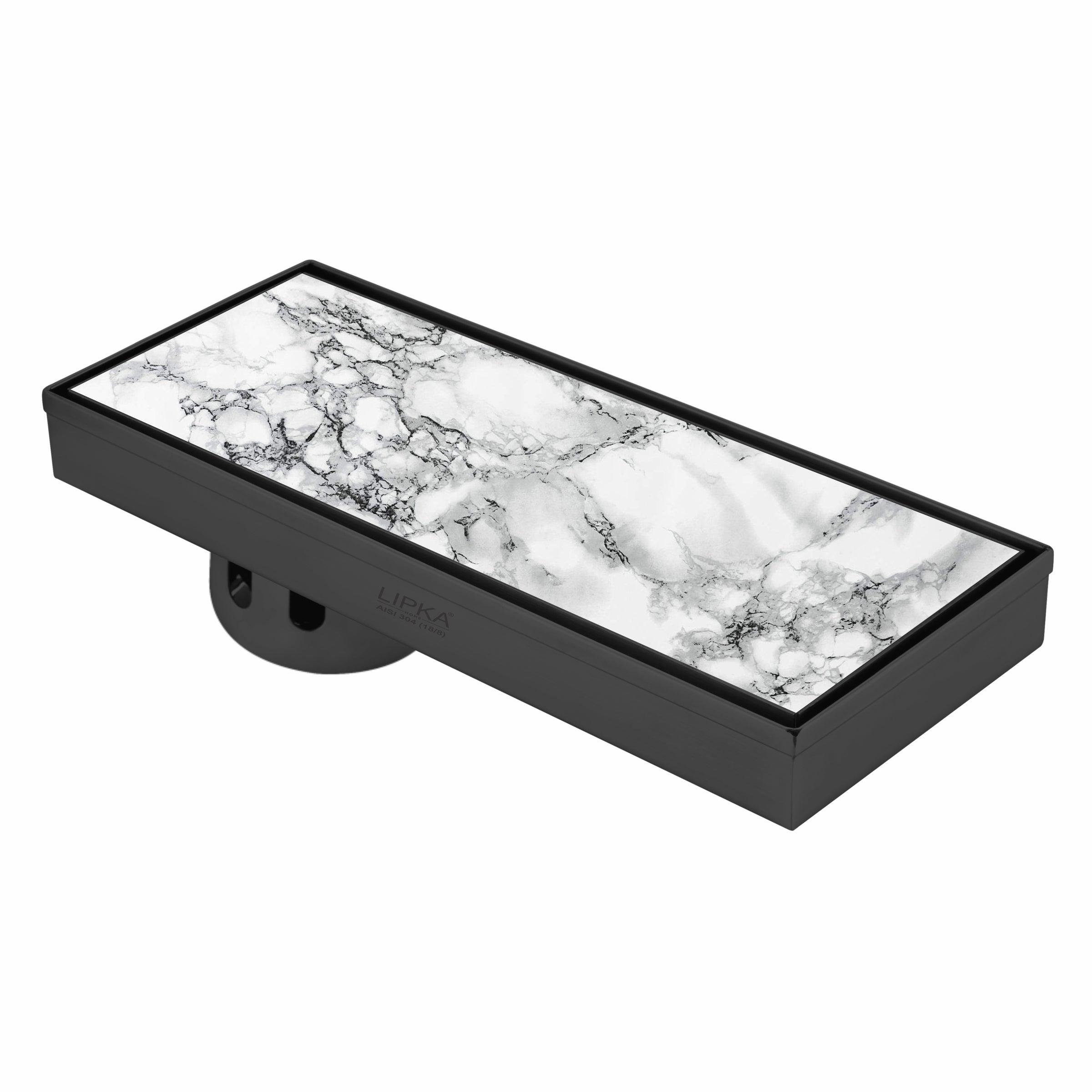 Marble Insert Shower Drain Channel - Black (12 x 5 Inches)