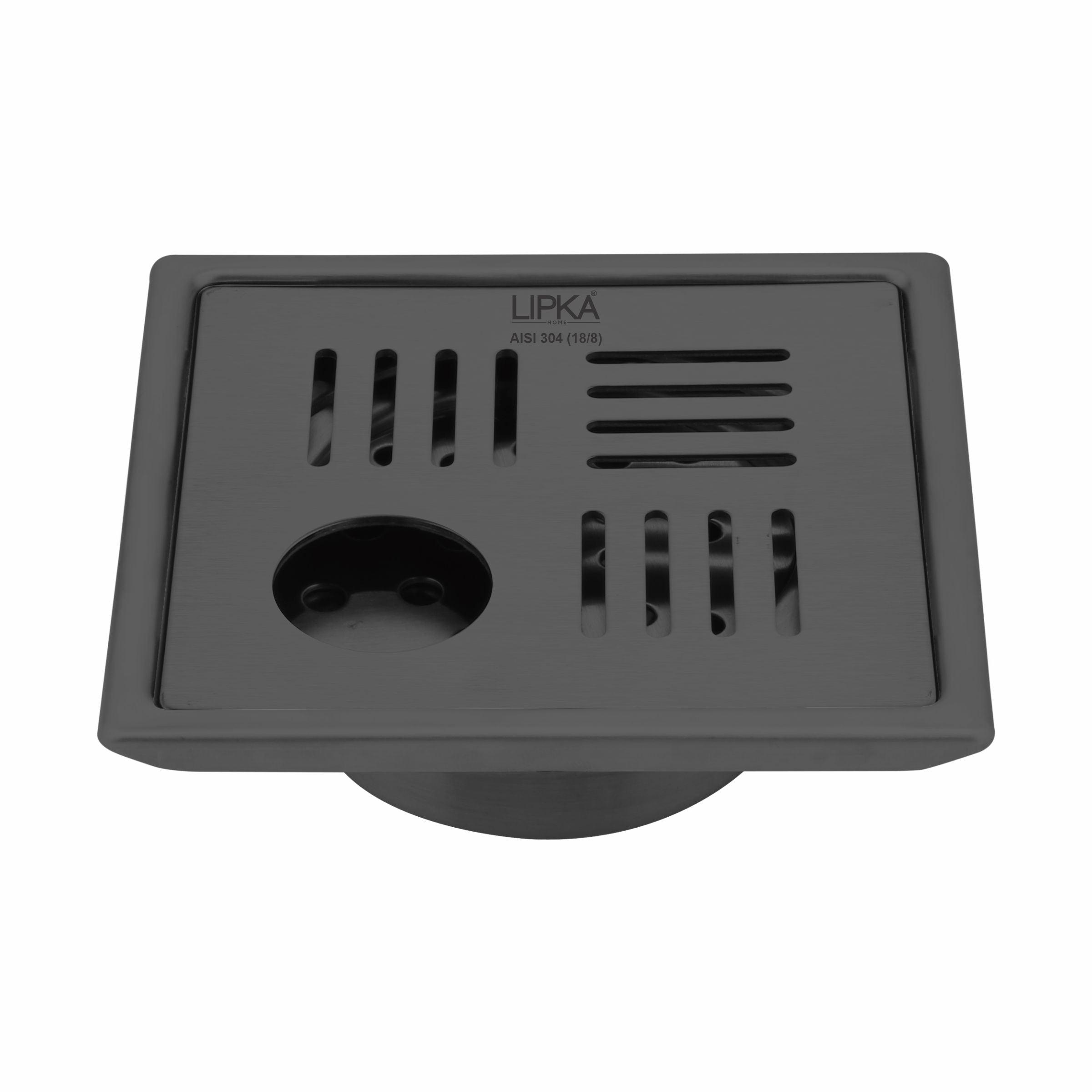 Pink Exclusive Square Floor Drain in Black PVD Coating (5 x 5 Inches) with Hole & Cockroach Trap