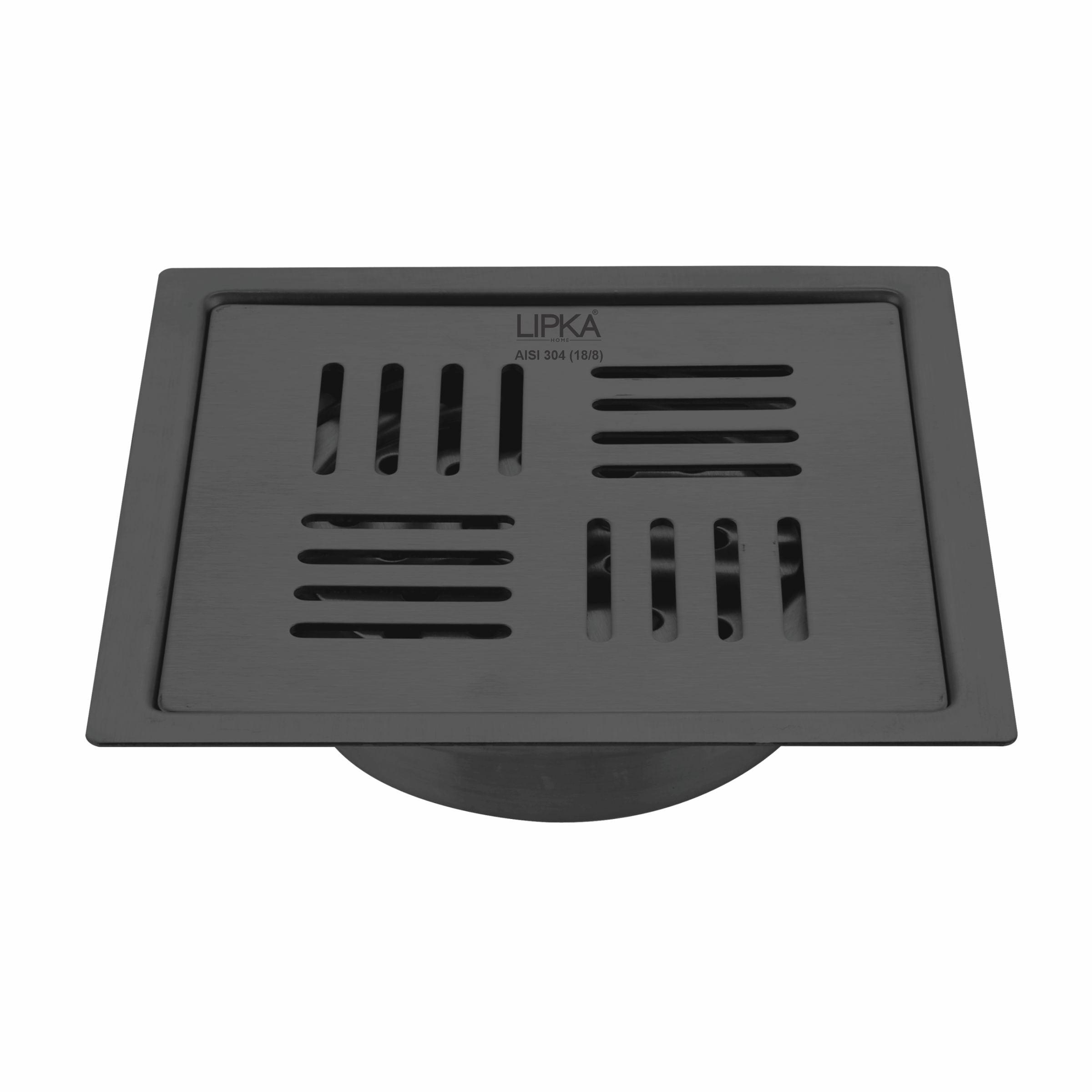 Pink Exclusive Square Flat Cut Floor Drain in Black PVD Coating (6 x 6 Inches) with Cockroach Trap - LIPKA - Lipka Home