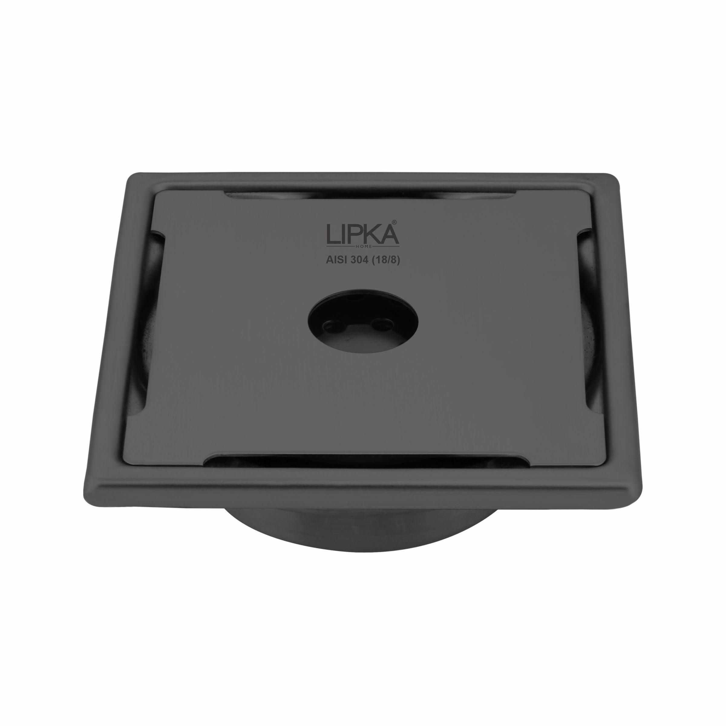 Yellow Exclusive Square Floor Drain in Black PVD Coating (6 x 6 Inches) with Hole & Cockroach Trap - LIPKA - Lipka Home