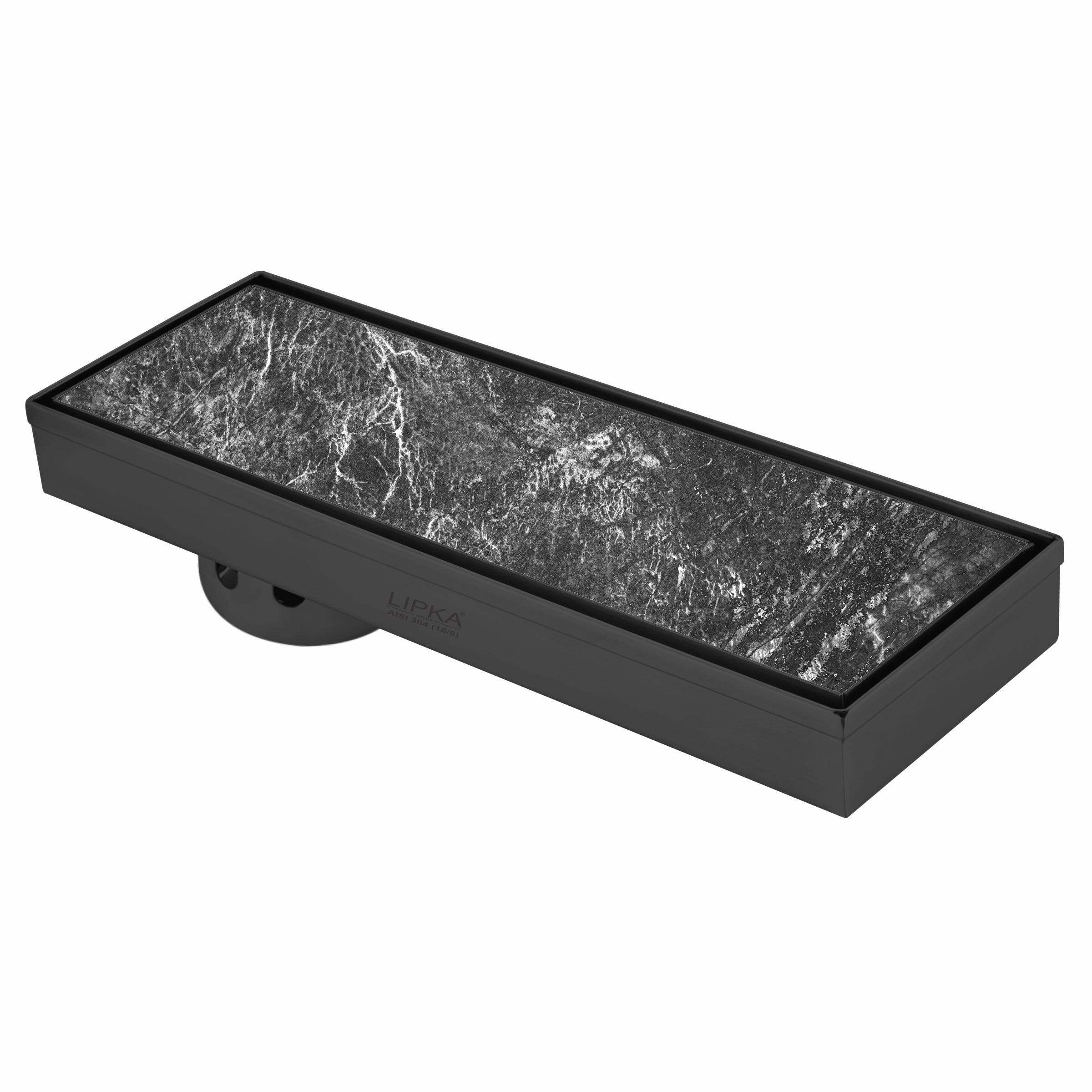 Tile Insert Shower Drain Channel - Black (12 x 5 Inches)