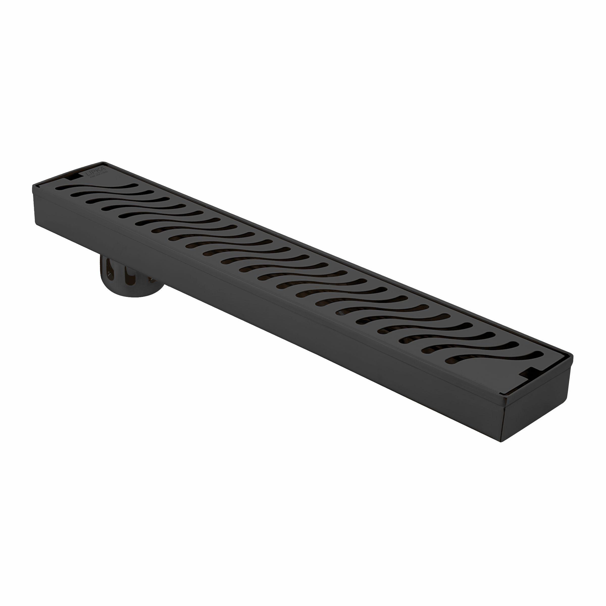 Wave Shower Drain Channel - Black (36 x 3 Inches)