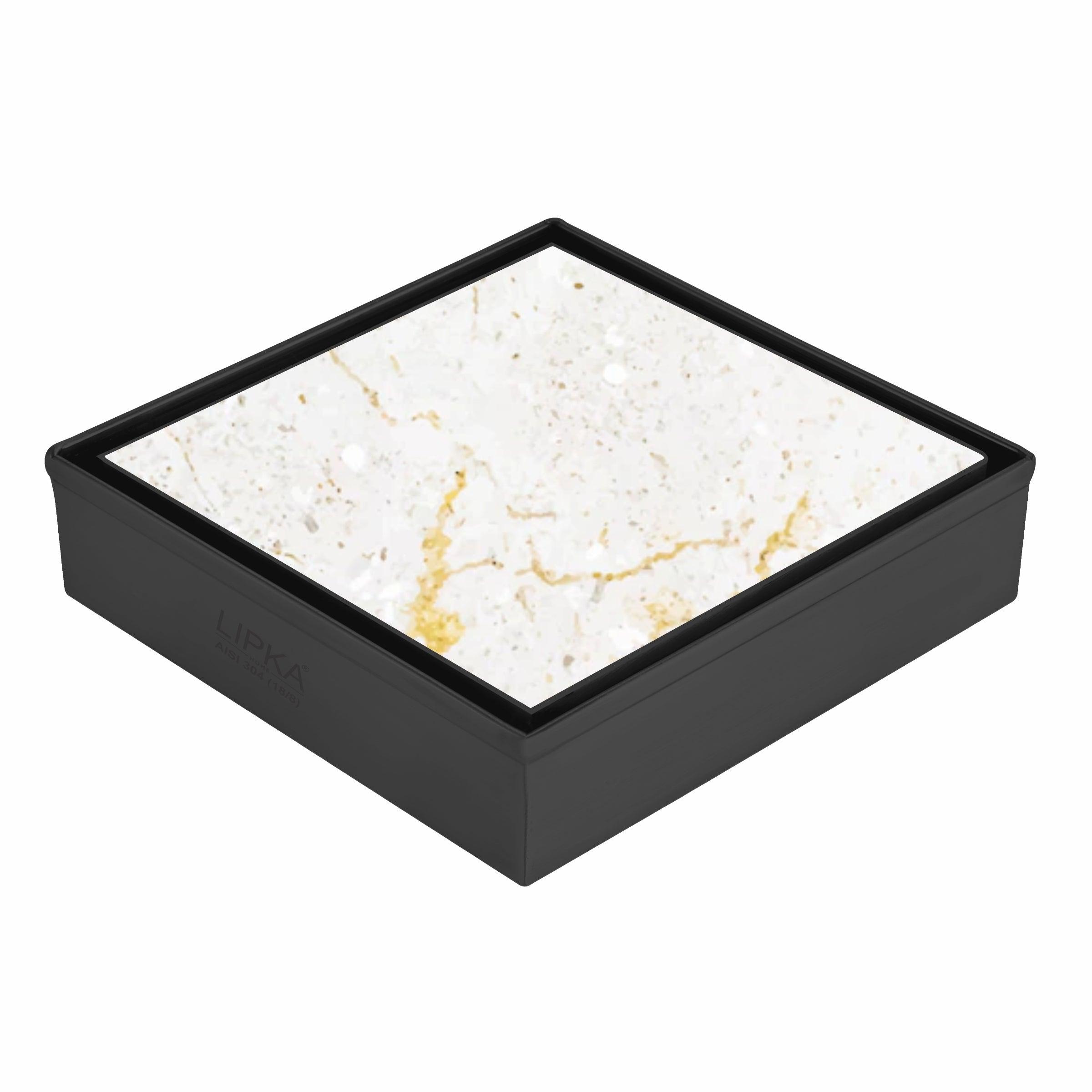 Marble Insert Square Floor Drain - Black (4 x 4 Inches) 