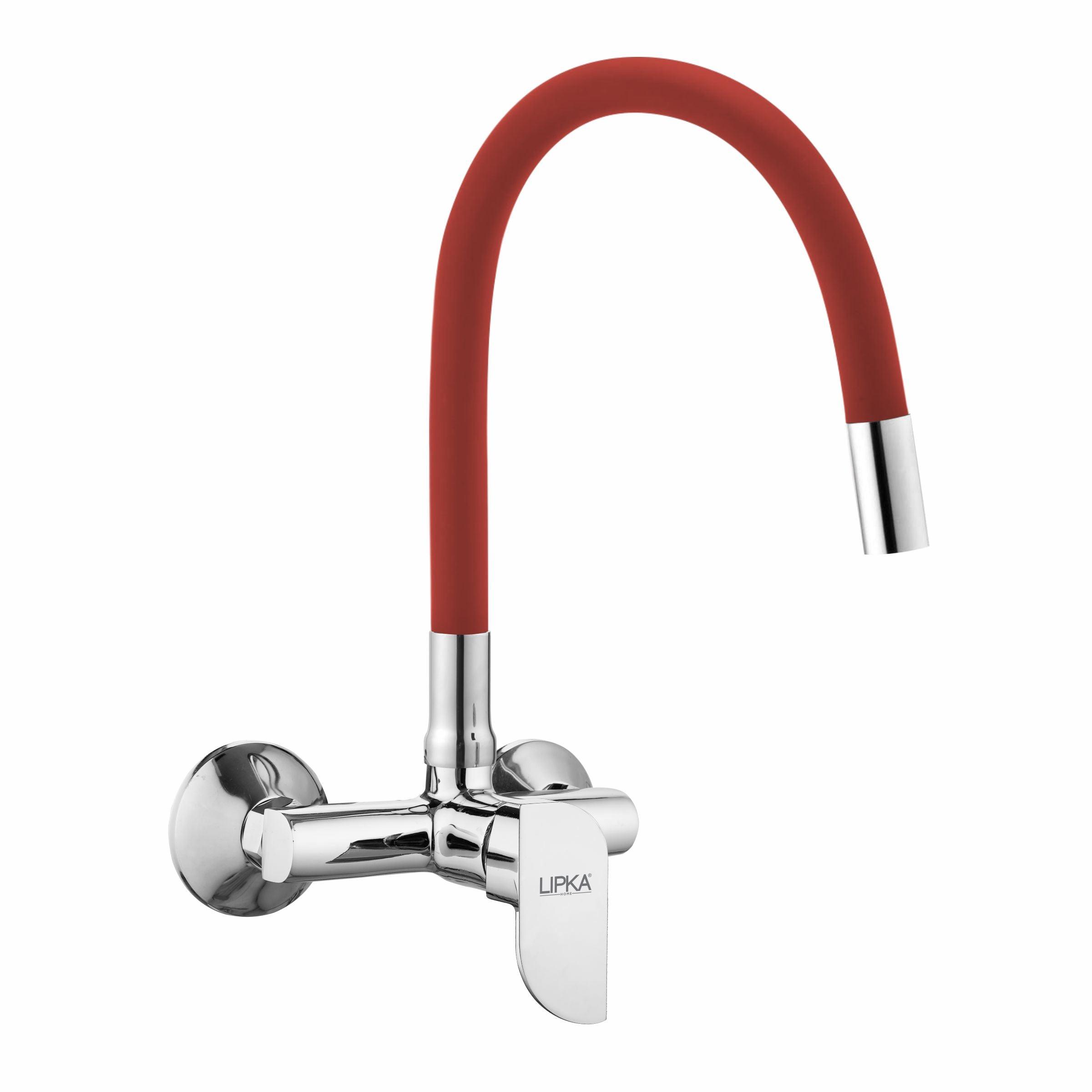 Arise Single Lever Sink Mixer with Red Flexible Silicone Spout (20 Inches) - LIPKA - Lipka Home