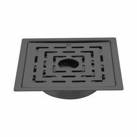 Orange Flat Cut Exclusive Square Floor Drain in Black PVD Coating (5 x 5 Inches) with Hole & Cockroach Trap - LIPKA - Lipka Home