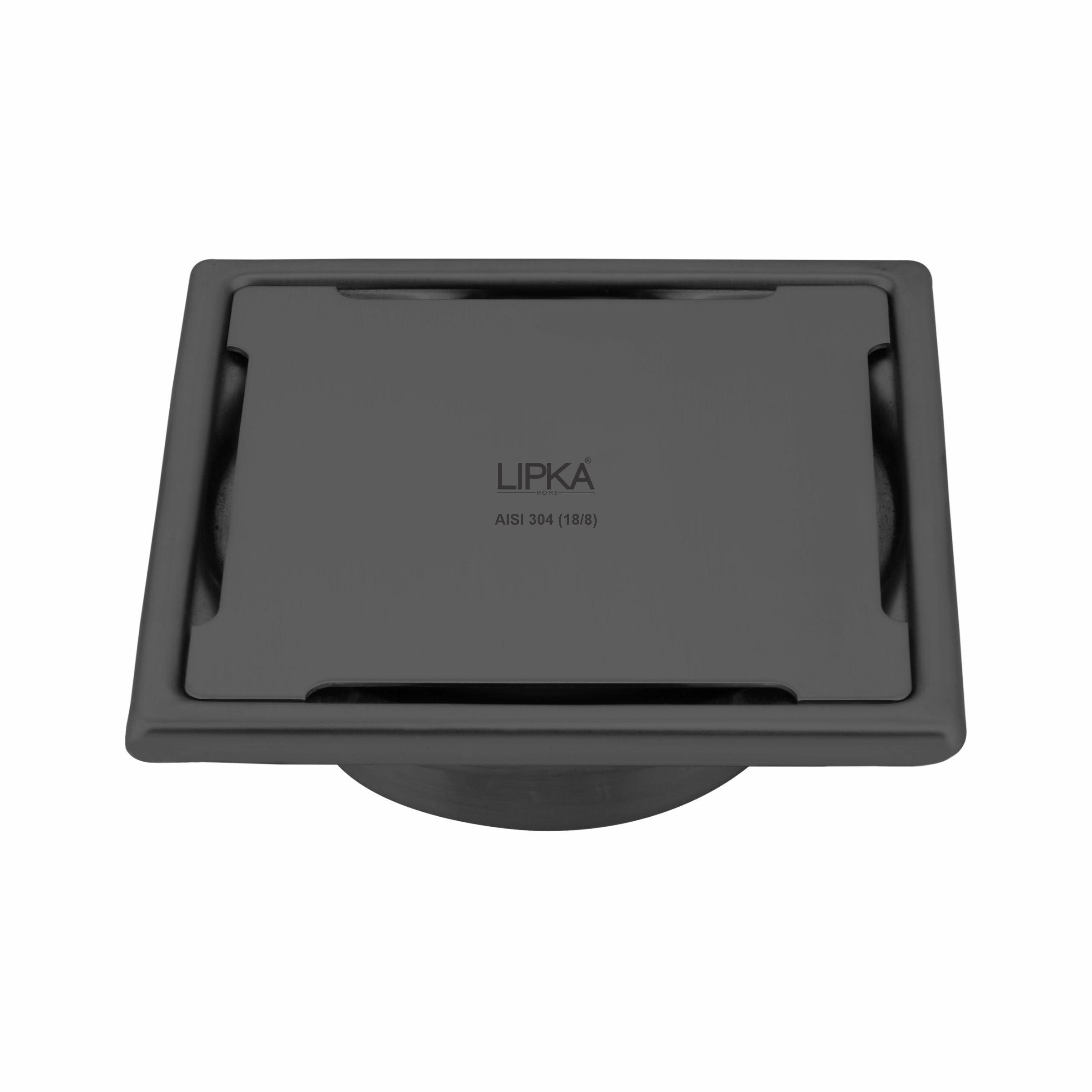 Yellow Exclusive Square Floor Drain in Black PVD Coating (6 x 6 Inches) with Cockroach Trap - LIPKA - Lipka Home