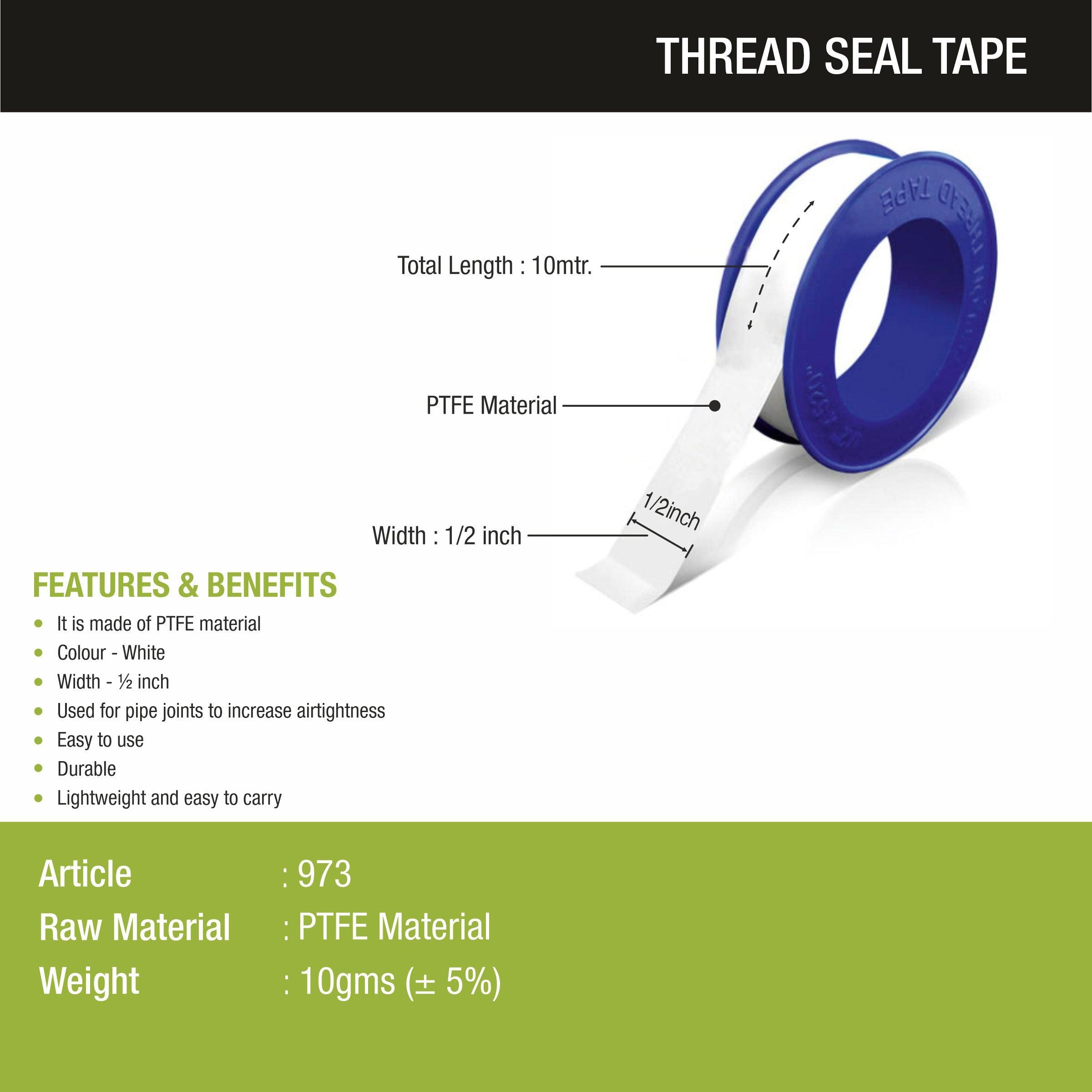 Thread Seal PTFE Tape (Pack of 10 )- LIPKA - Lipka Home