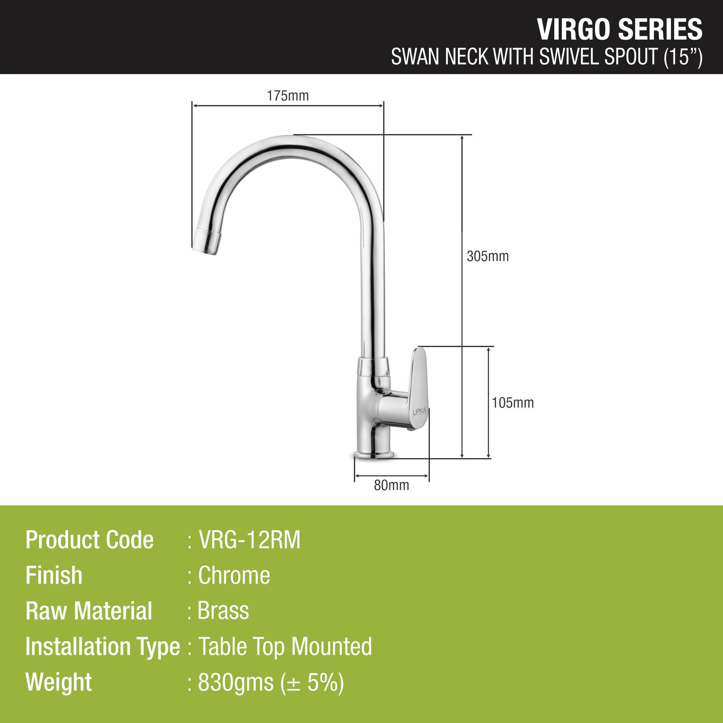Virgo Swan Neck with Medium (15 Inches) Round Swivel Spout Faucet - LIPKA - Lipka Home