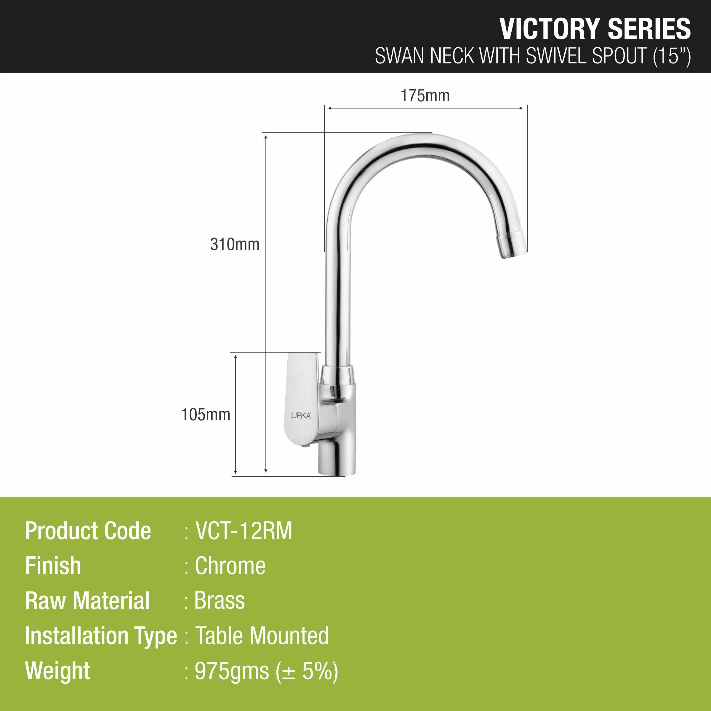 Victory Swan Neck with Medium (15 Inches) Round Swivel Spout Faucet - LIPKA - Lipka Home