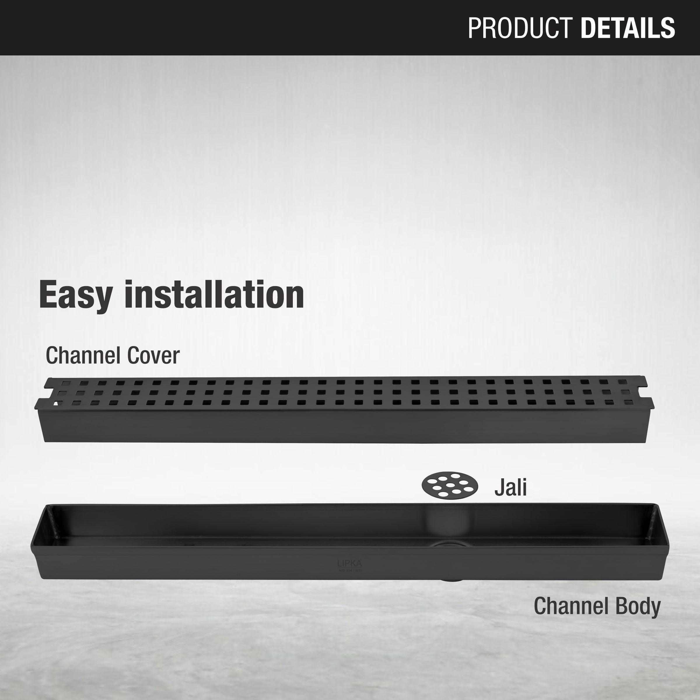 Palo Shower Drain Channel - Black (40 x 2 Inches installation