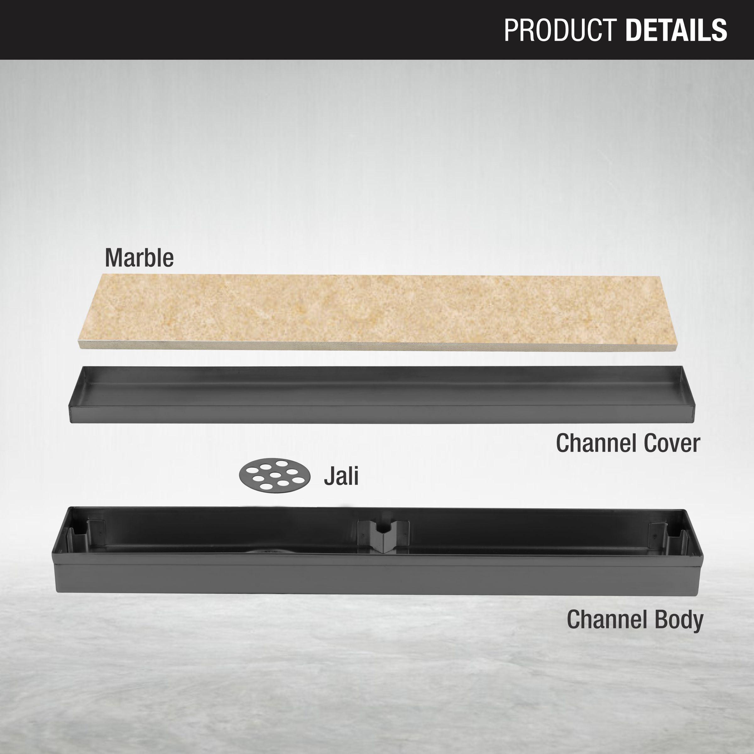 Marble Insert Shower Drain Channel - Black (32 x 2 Inches) parts