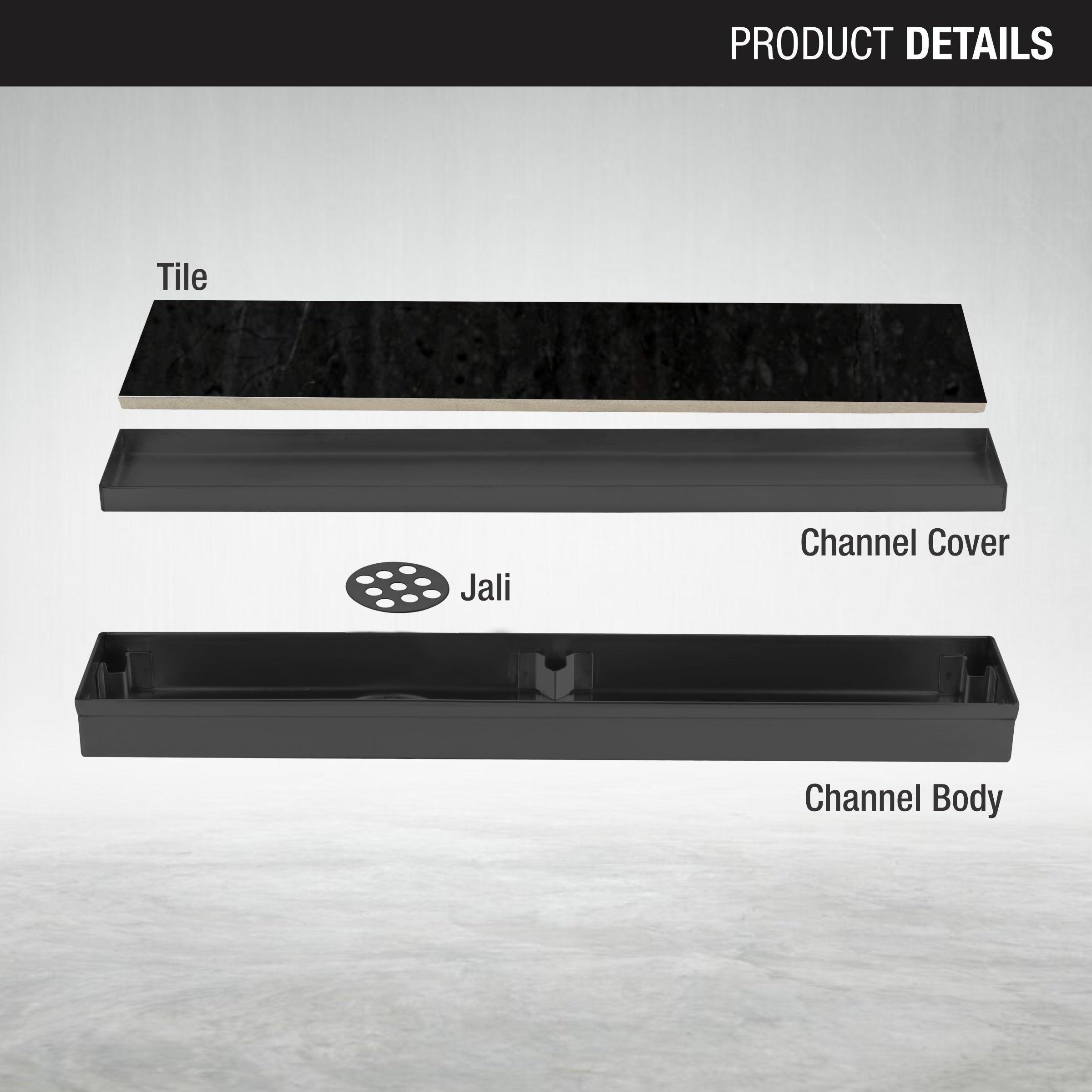 Tile Insert Shower Drain Channel - Black (32 x 2 Inches) parts
