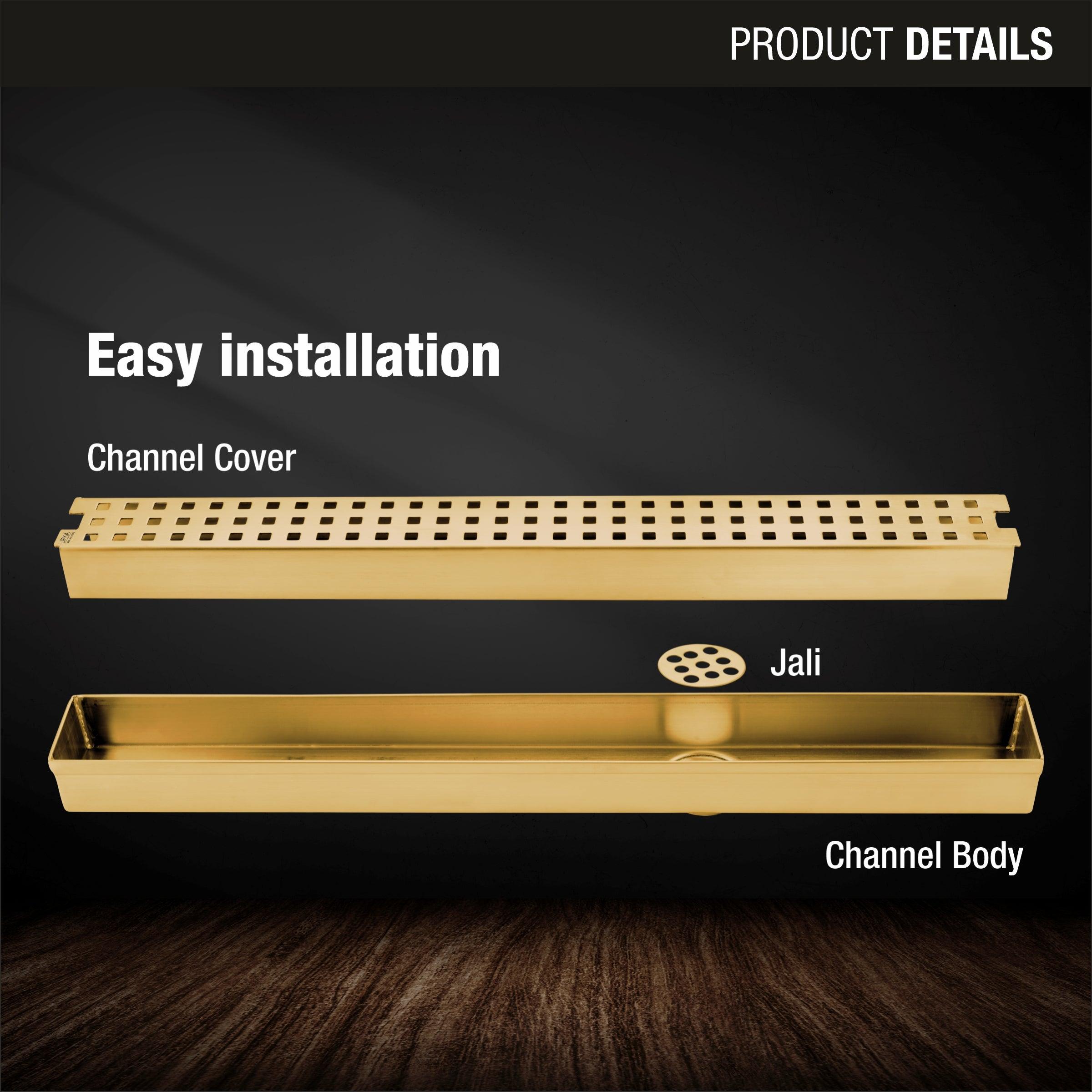 Palo Shower Drain Channel - Yellow Gold (24 x 2 Inches) product details