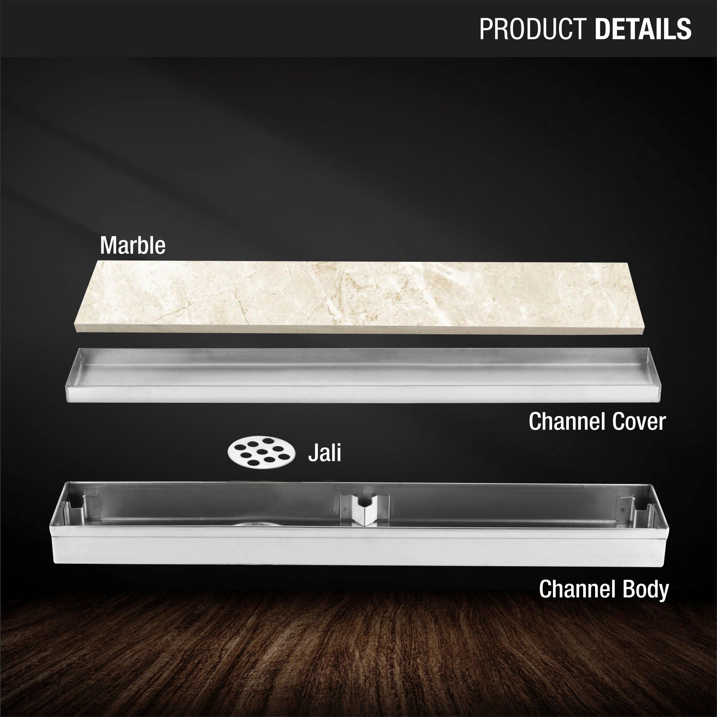 Marble Insert Shower Drain Channel (12 x 2 Inches) product details