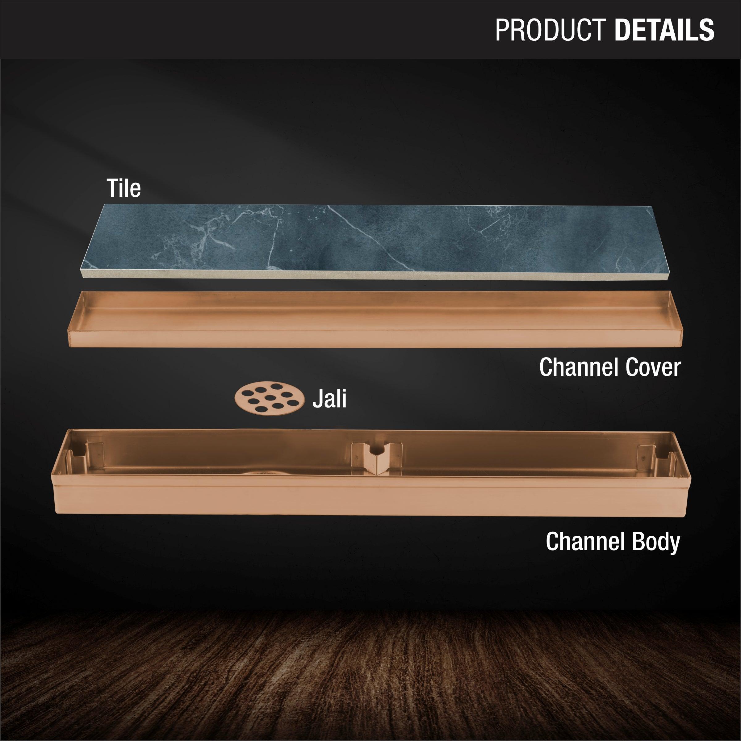 Tile Insert Shower Drain Channel - Yellow Gold (18 x 2 Inches) product details