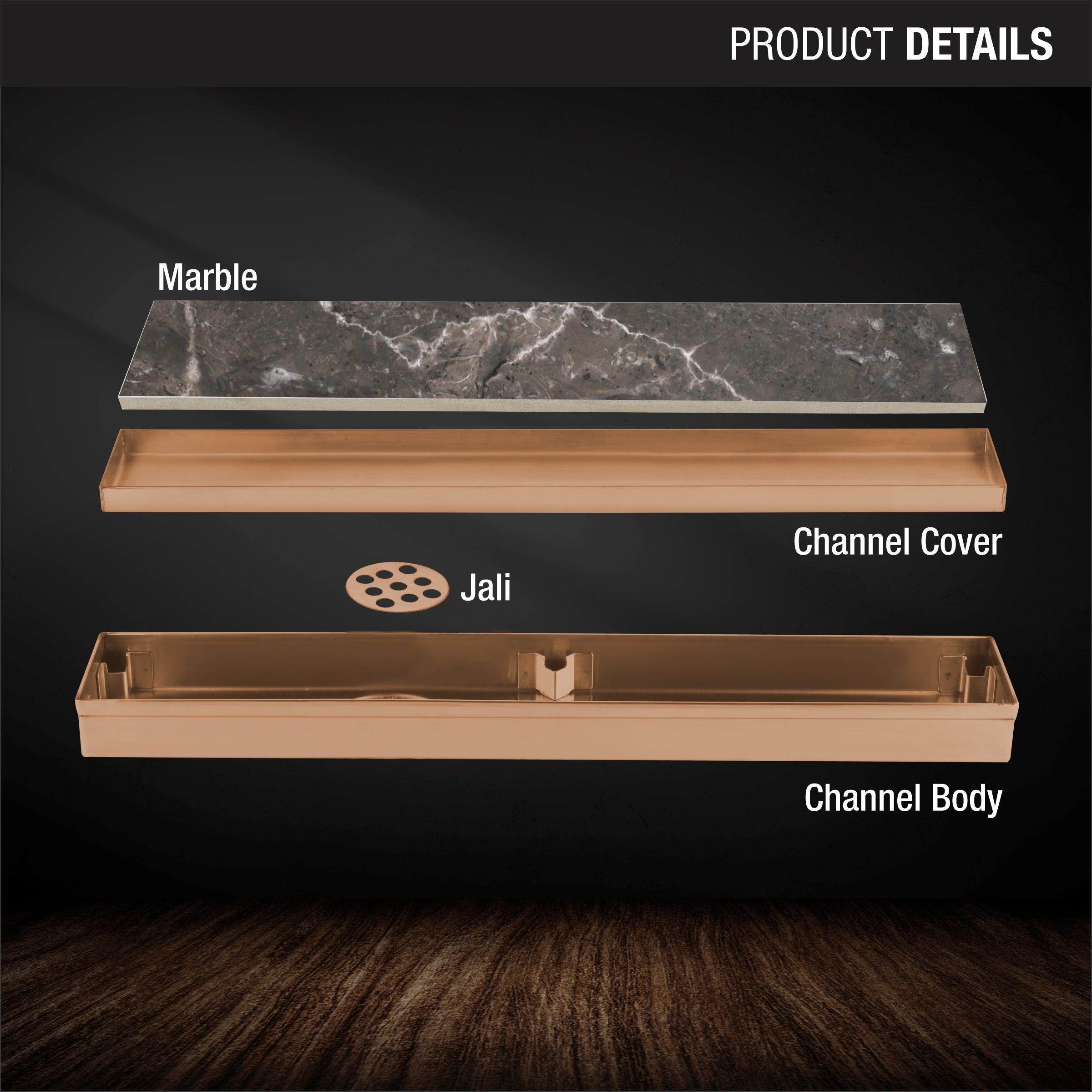 Marble Insert Shower Drain Channel - Antique Copper (18 x 2 Inches) product details