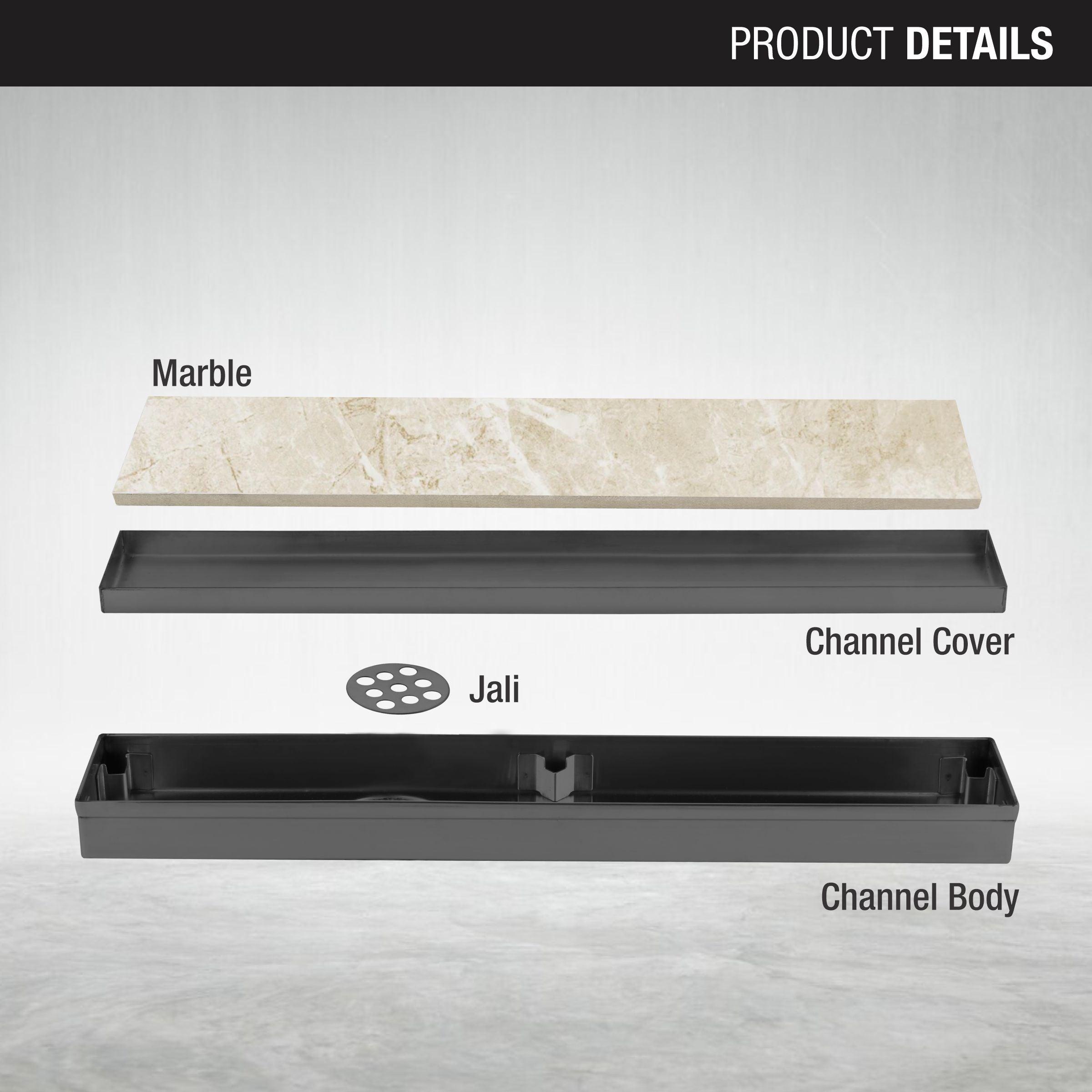 Marble Insert Shower Drain Channel - Black (18 x 2 Inches) installation