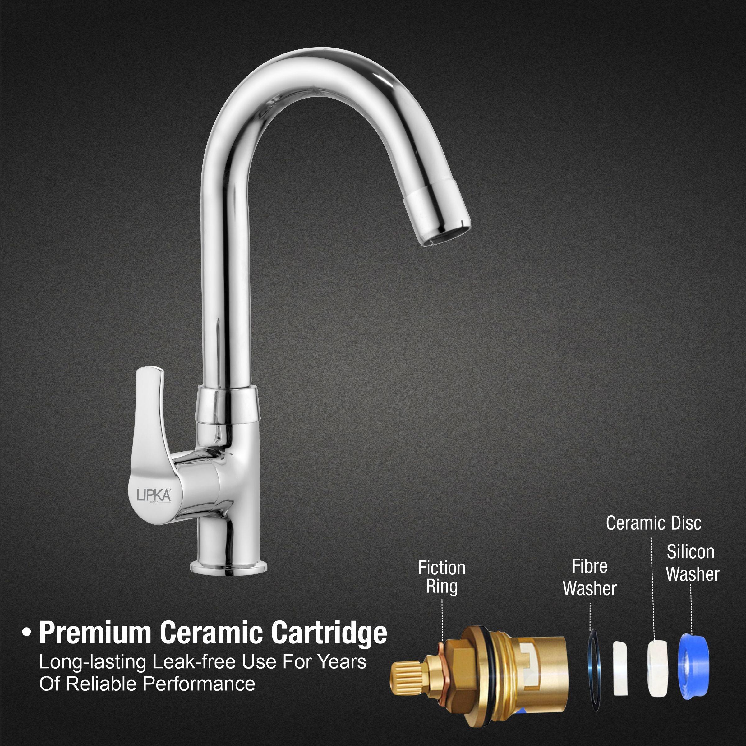 Coral Swan Neck Brass Faucet with Round Swivel Spout (12 Inches) - LIPKA - Lipka Home