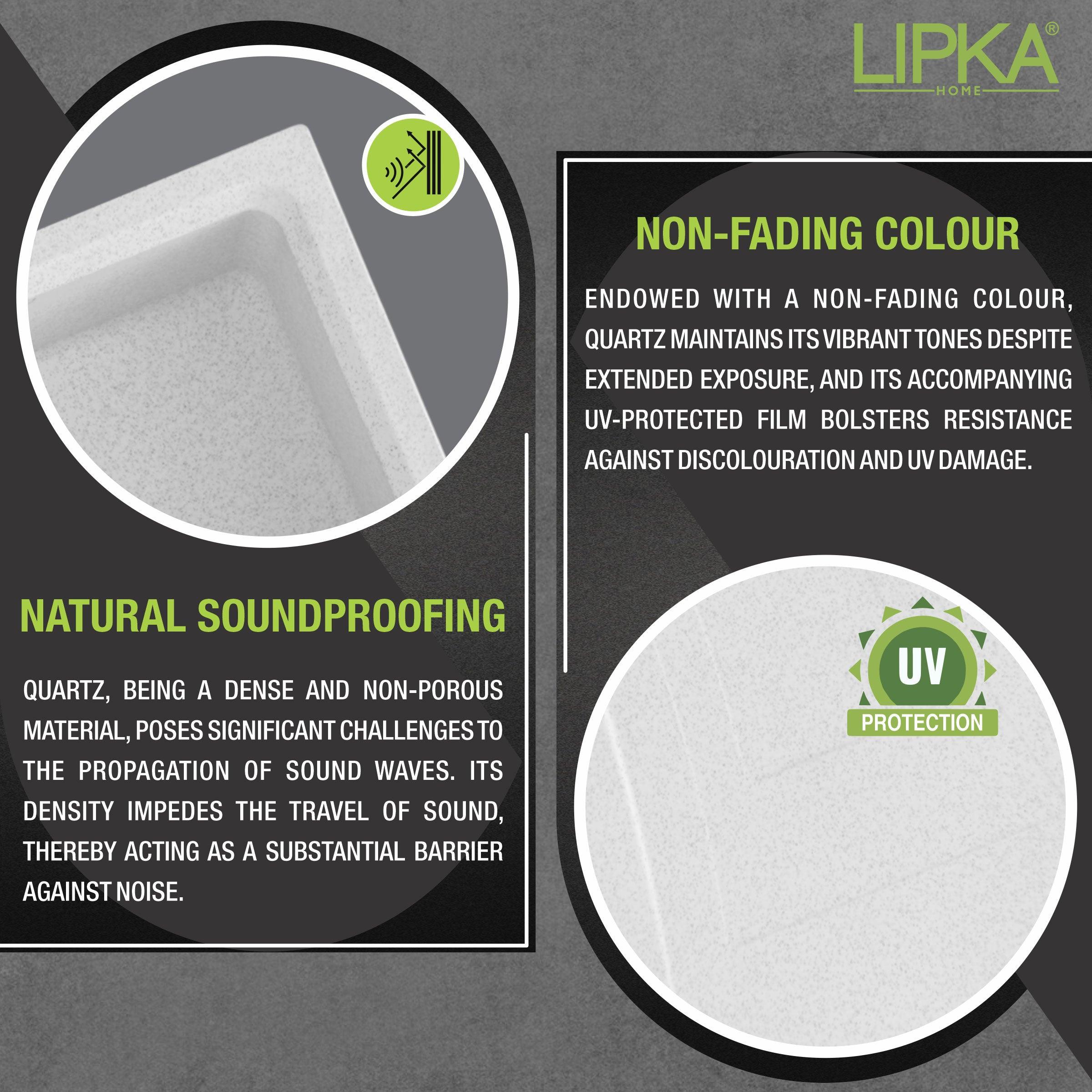 Crystal White Quartz Single Bowl with Drainboard Kitchen Sink (39 x 20 x 9 Inches) - LIPKA - Lipka Home