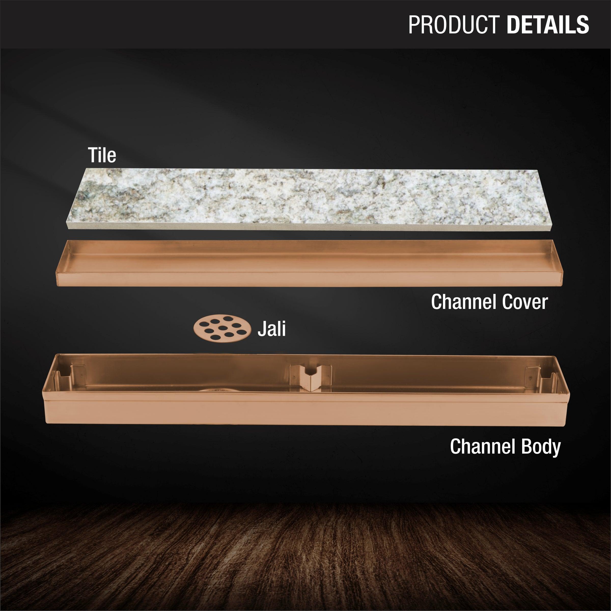 Tile Insert Shower Drain Channel - Antique Copper (12 x 2 Inches) product details