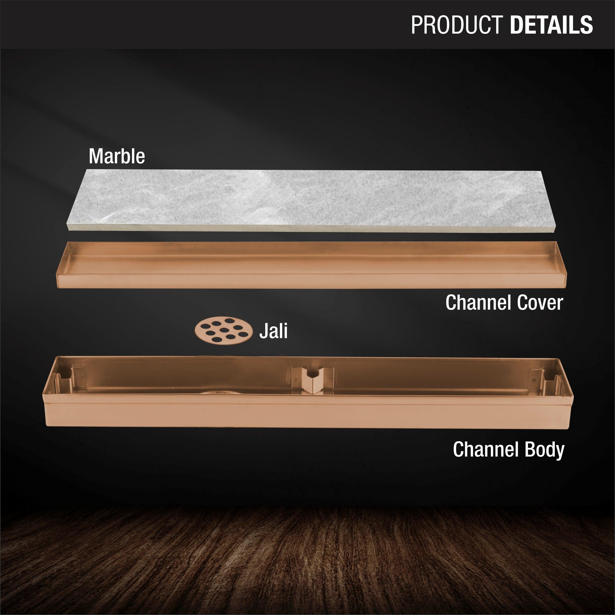 Marble Insert Shower Drain Channel - Antique Copper (36 x 2 Inches) product details