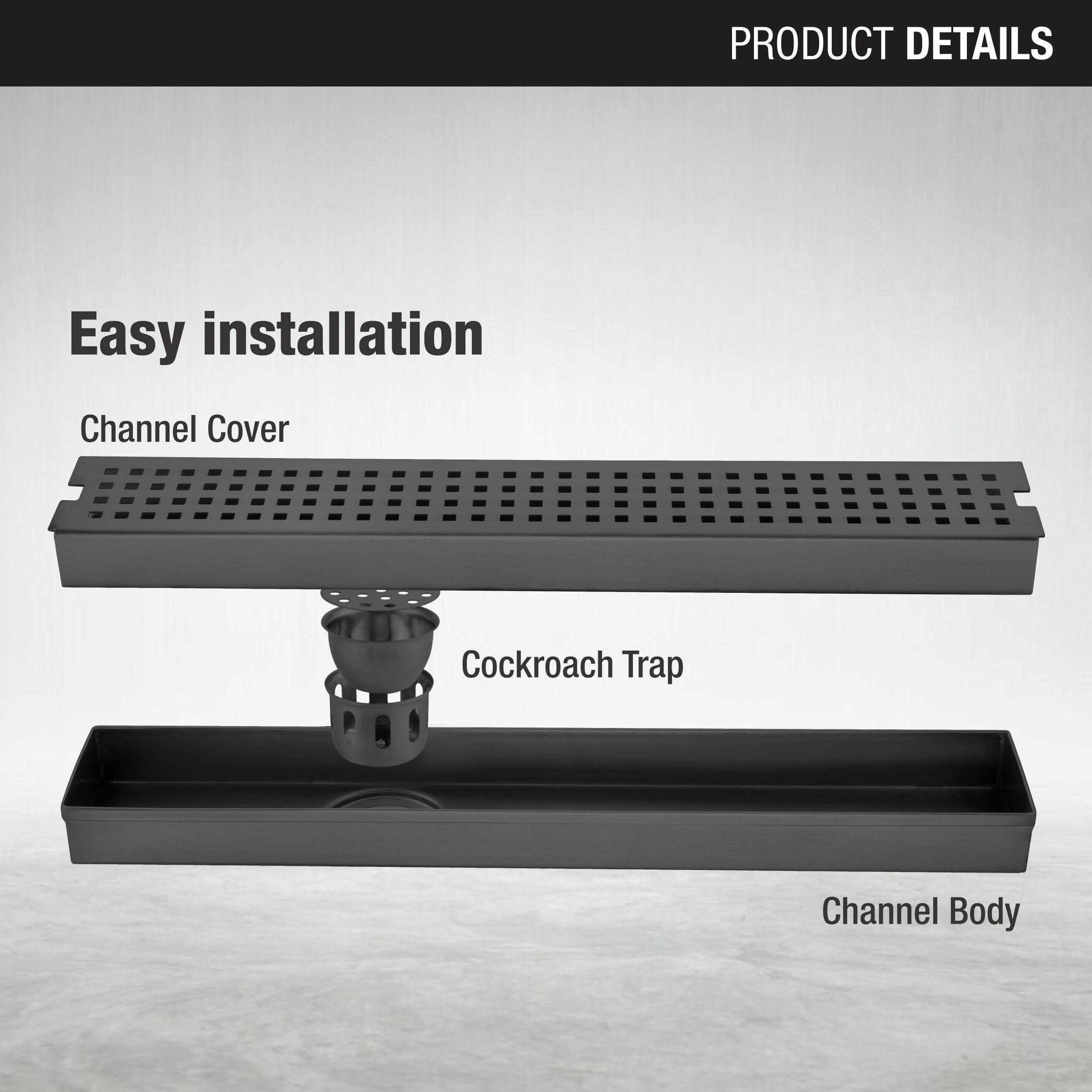 Palo Shower Drain Channel - Black (48 x 3 Inches) installation