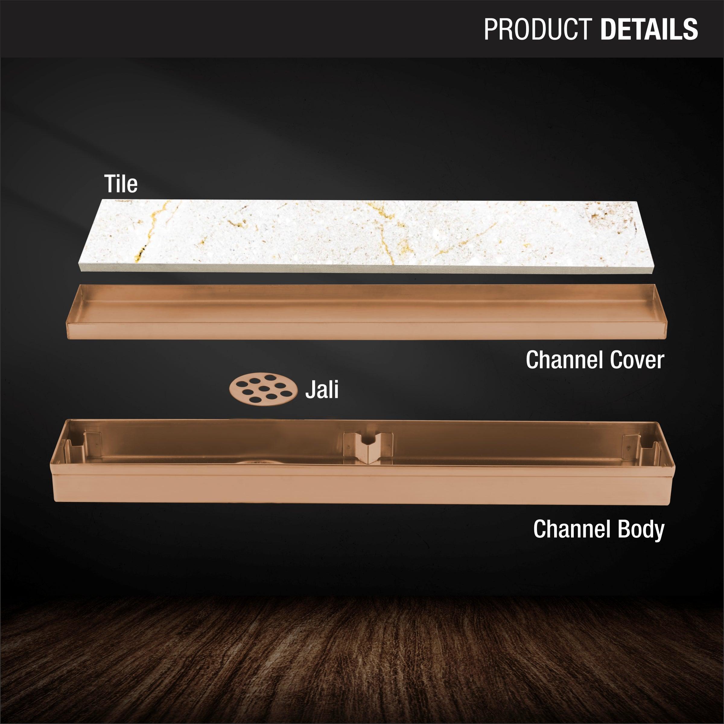 Tile Insert Shower Drain Channel - Antique Copper (24 x 2 Inches) product details