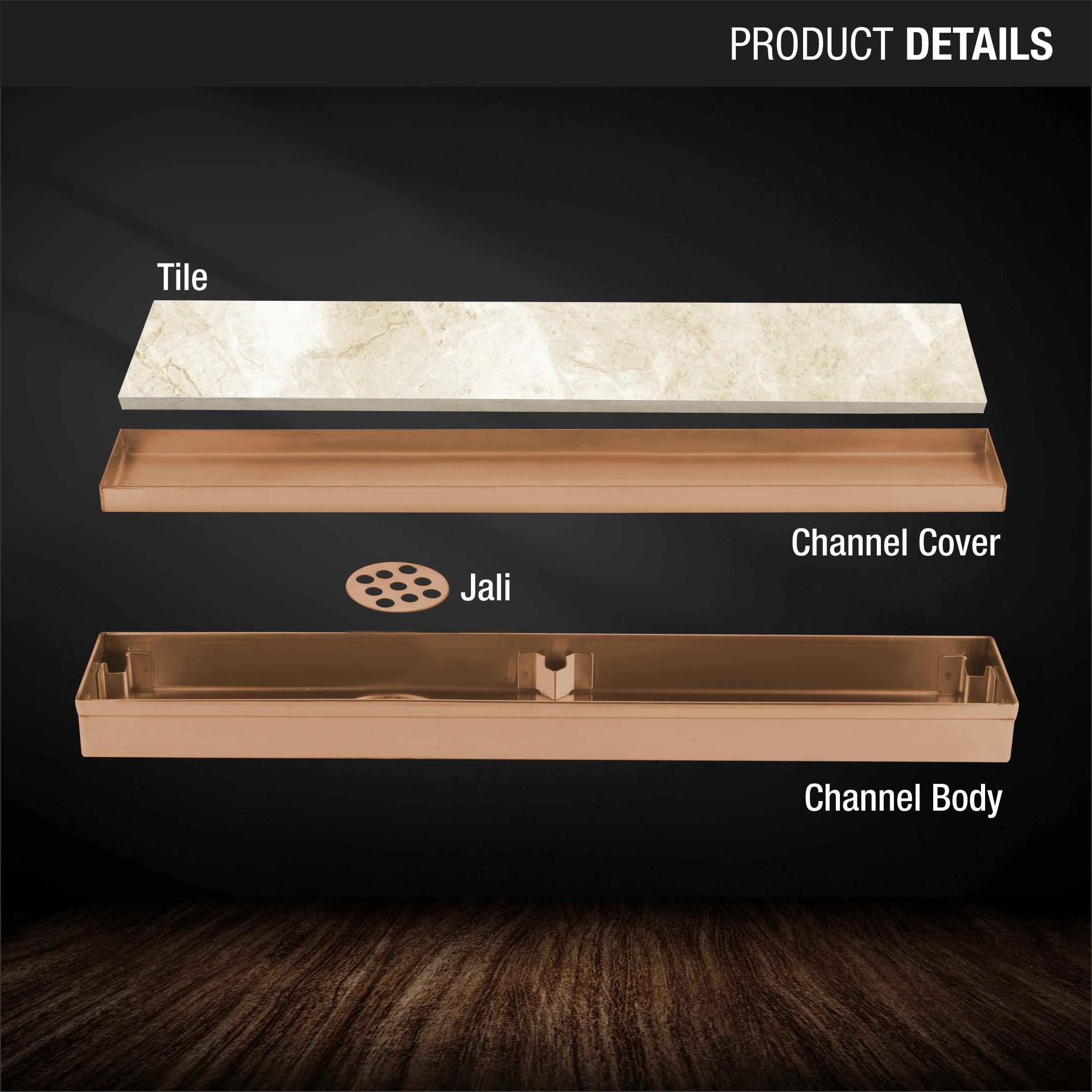 Tile Insert Shower Drain Channel - Yellow Gold (12 x 2 Inches) product details