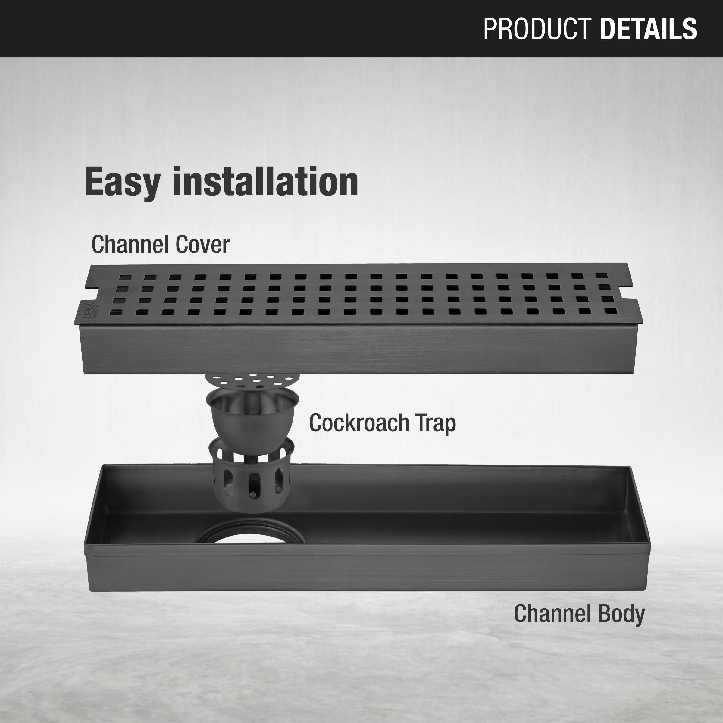 Palo Shower Drain Channel - Black (12 x 3 Inches)  installation