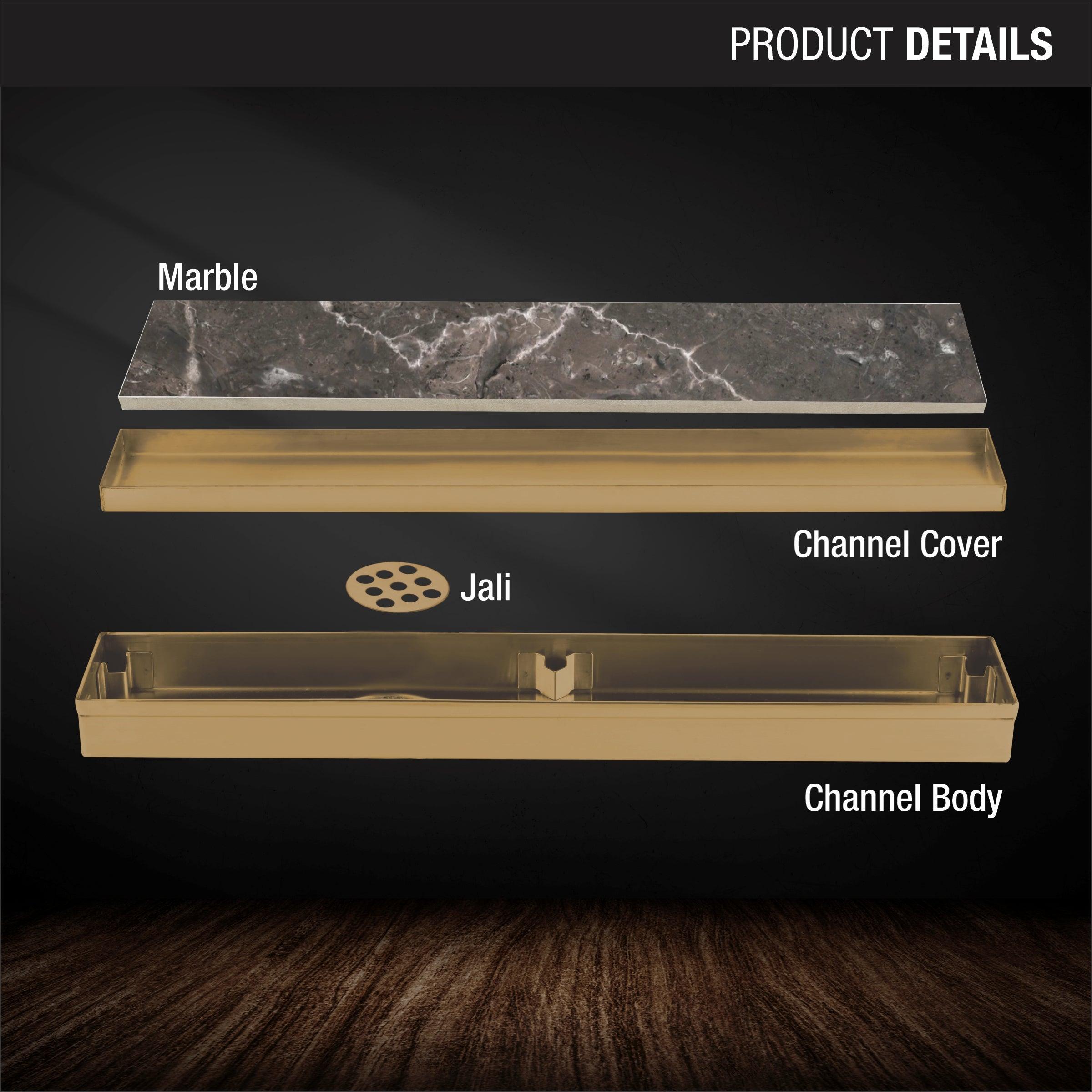 Marble Insert Shower Drain Channel - Yellow Gold (18 x 2 Inches) product details