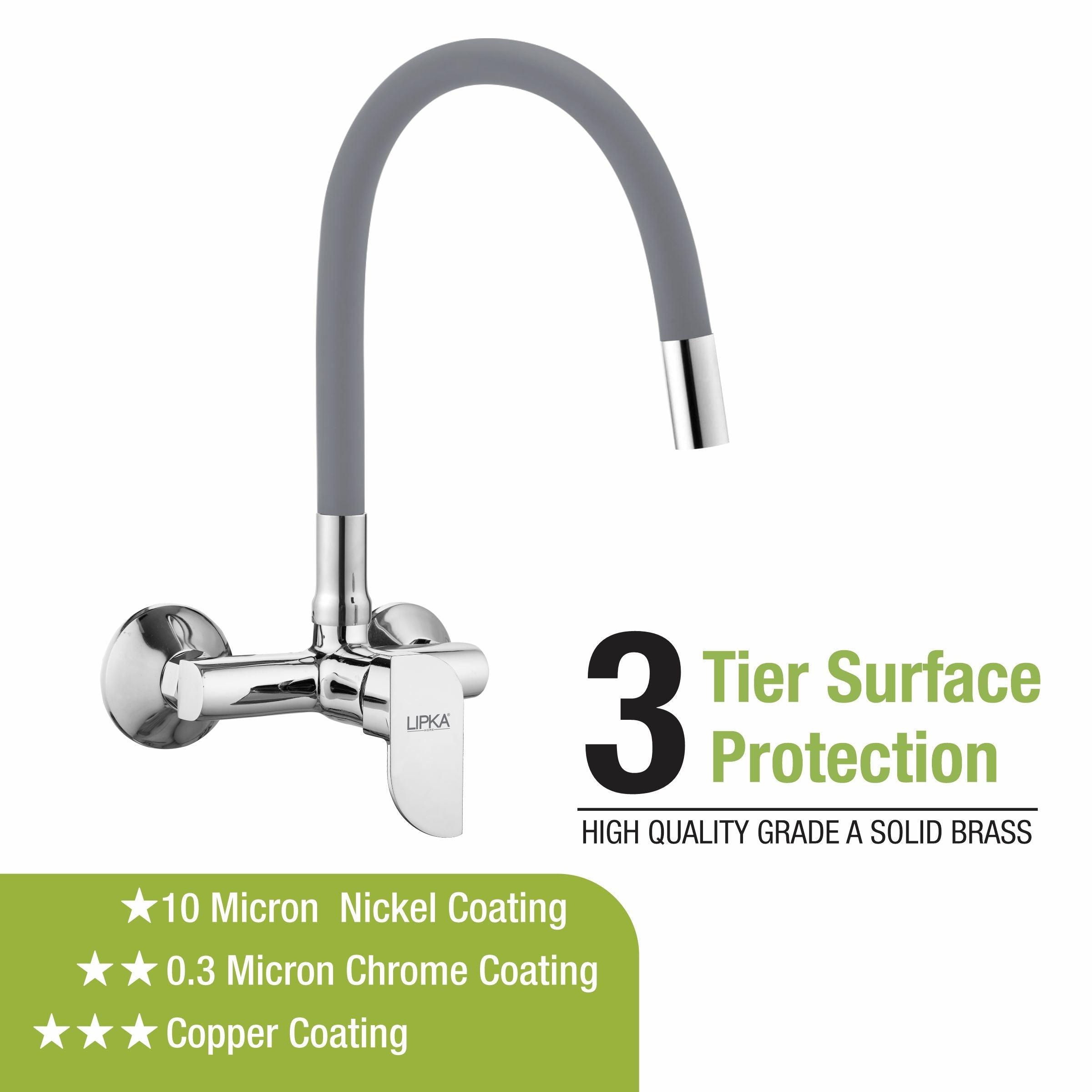 Arise Single Lever Sink Mixer with Grey Flexible Silicone Spout (20 Inches) - LIPKA - Lipka Home