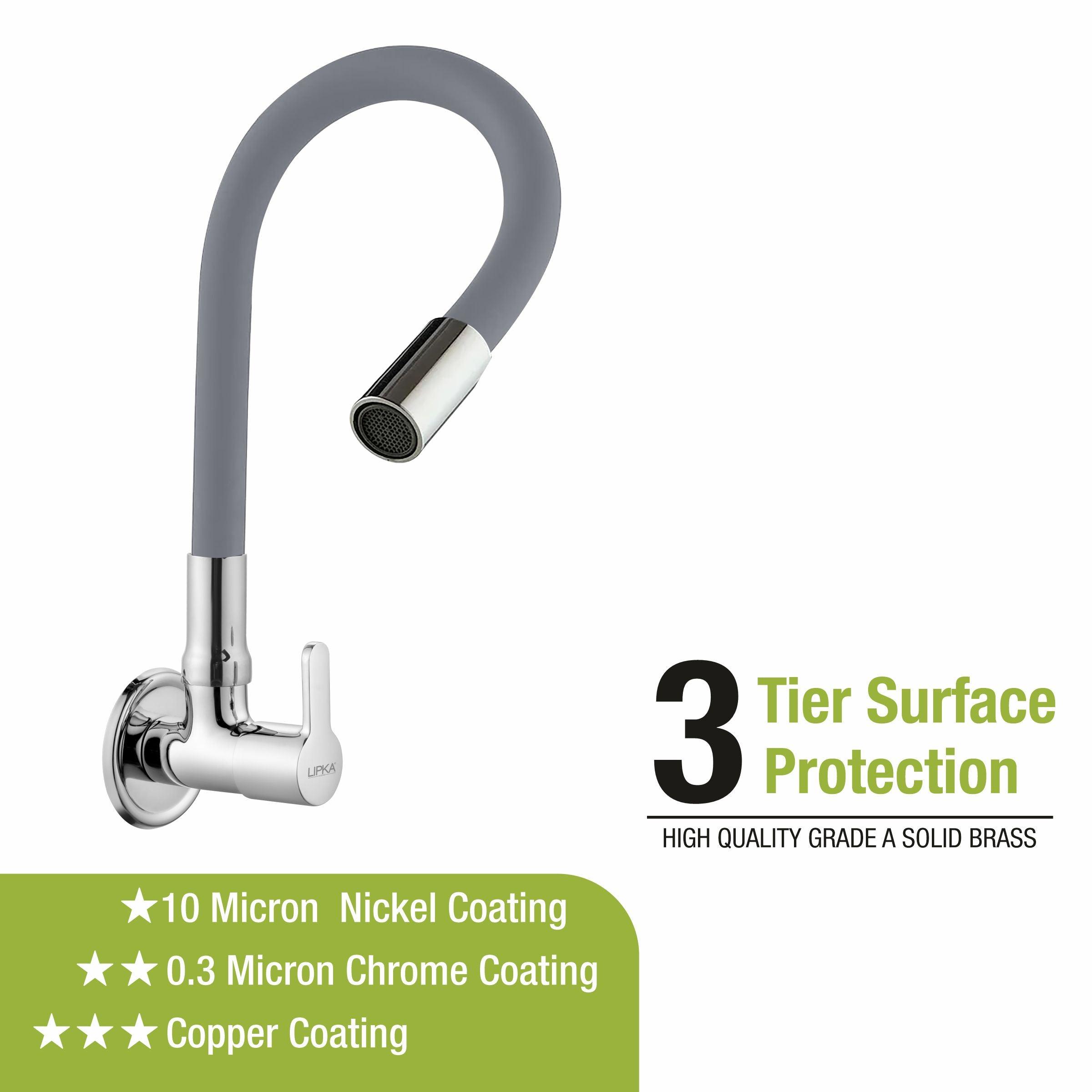 Fusion Sink Tap Brass Faucet with Flexible Silicone Spout (Grey) - LIPKA - Lipka Home