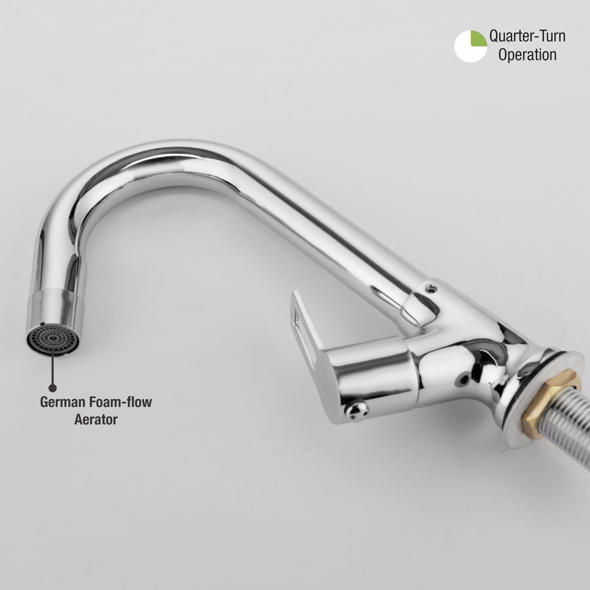 Kube Swan Neck Brass Faucet with Swivel Spout - LIPKA - Lipka Home