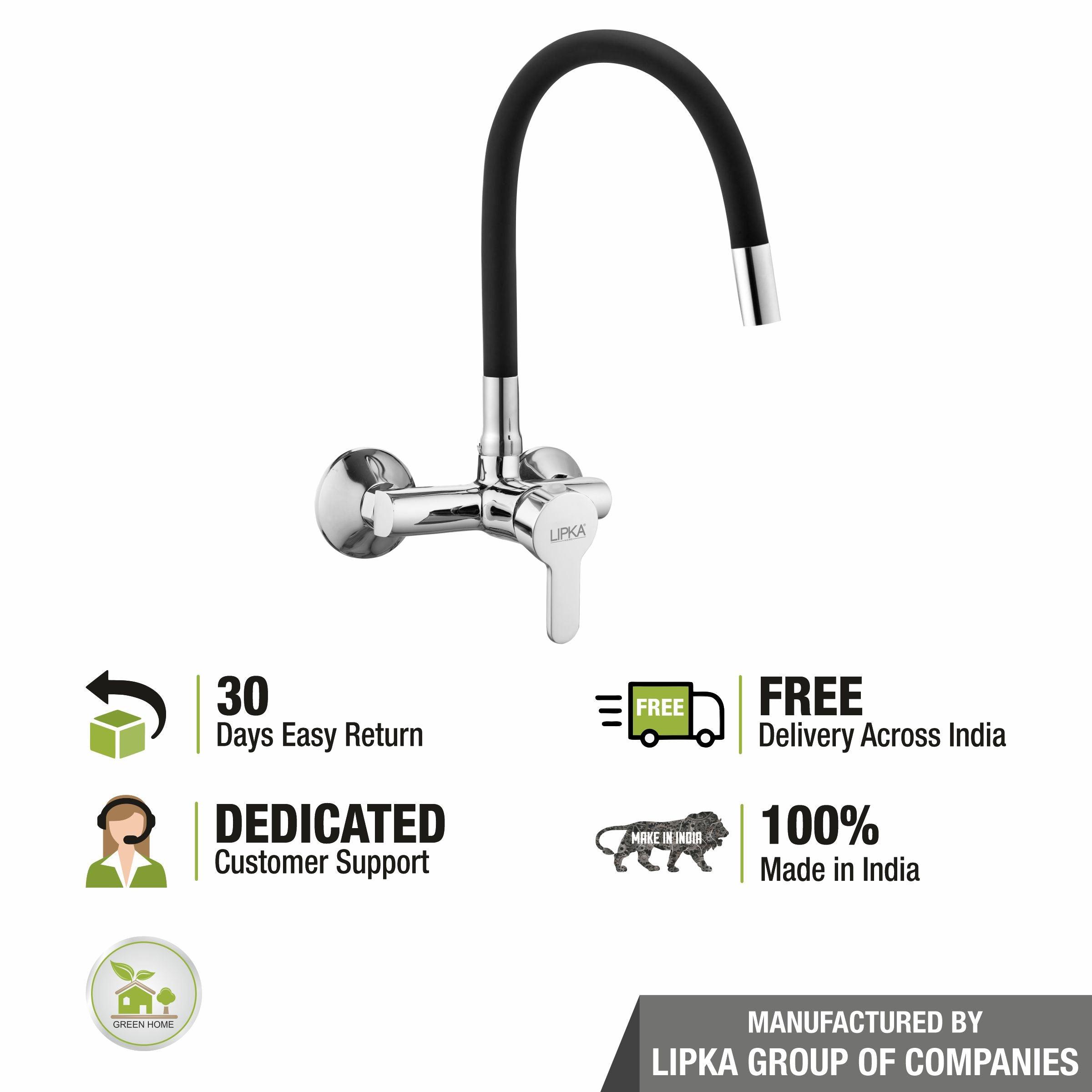 Fusion Single Lever Sink Mixer with Black Flexible Silicone Spout (20 Inches) - LIPKA - Lipka Home