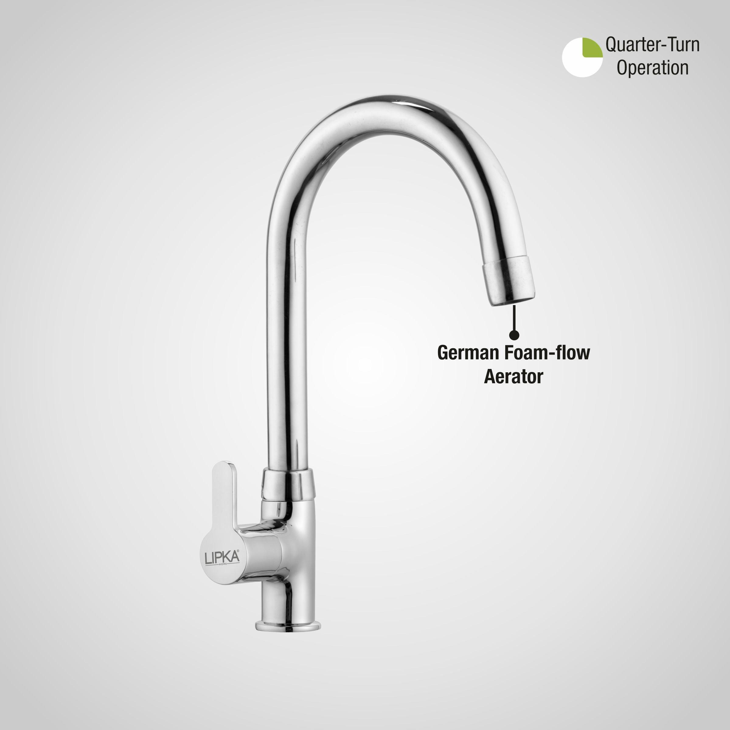 Fusion Swan Neck Brass Faucet with Round Swivel Spout (15 Inches) - LIPKA - Lipka Home