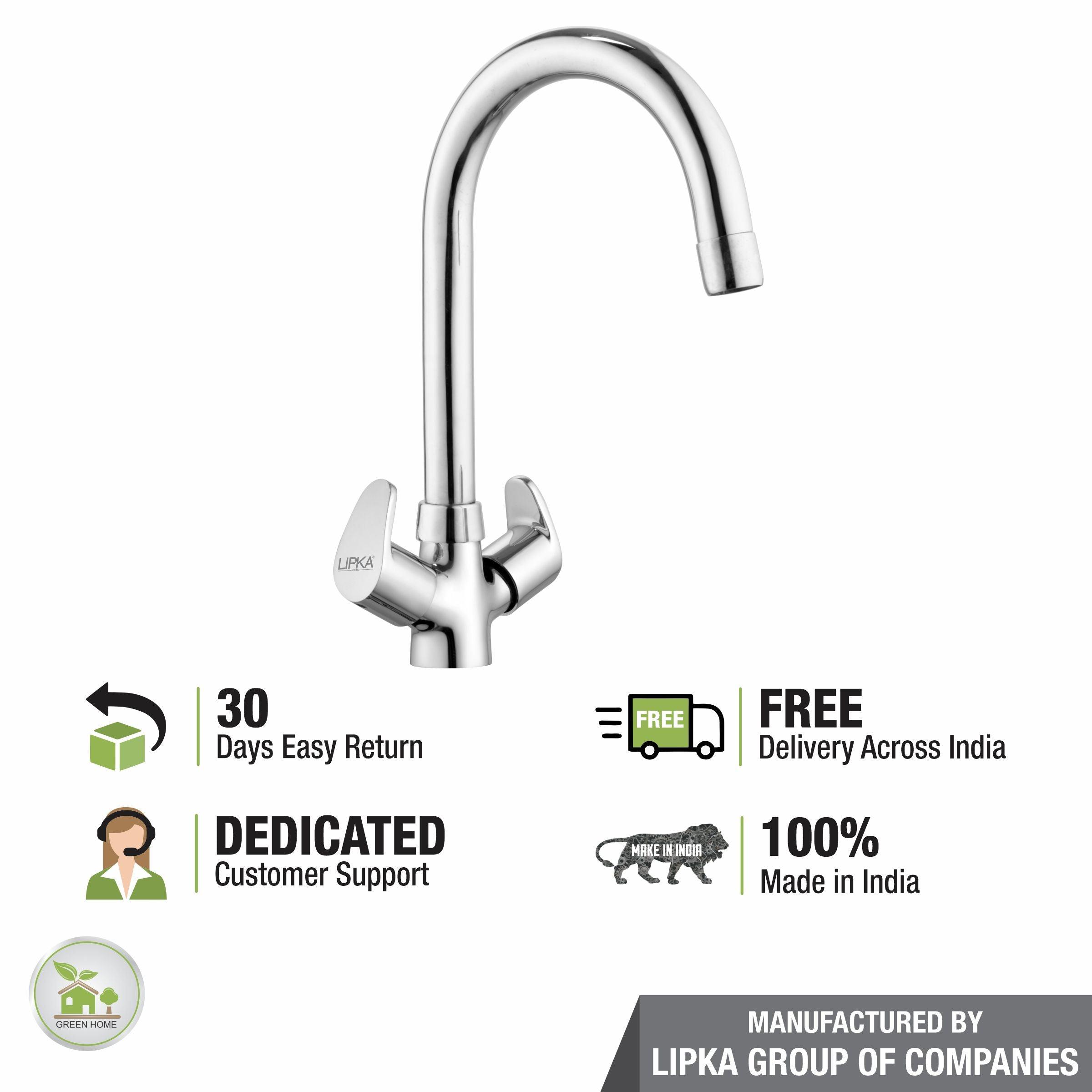 Apple Centre Hole Basin Mixer Brass Faucet with Round Swivel Spout (15 Inches) - LIPKA - Lipka Home