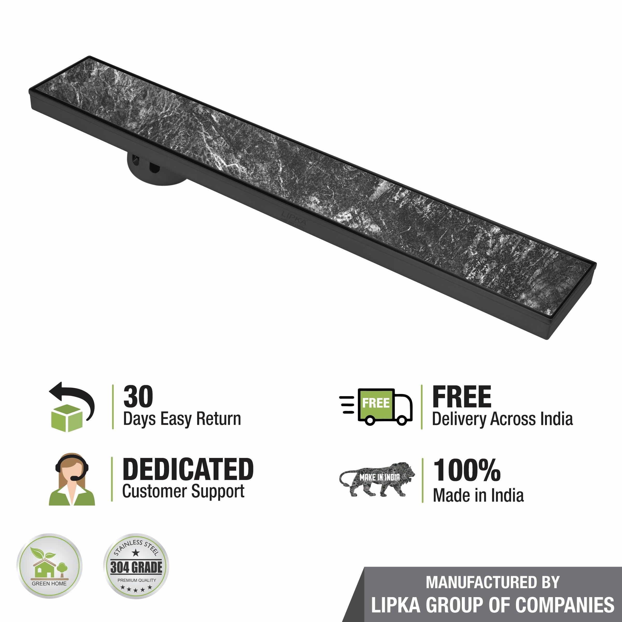 Tile Insert Shower Drain Channel - Black (40 x 4 Inches) - LIPKA - Lipka Home