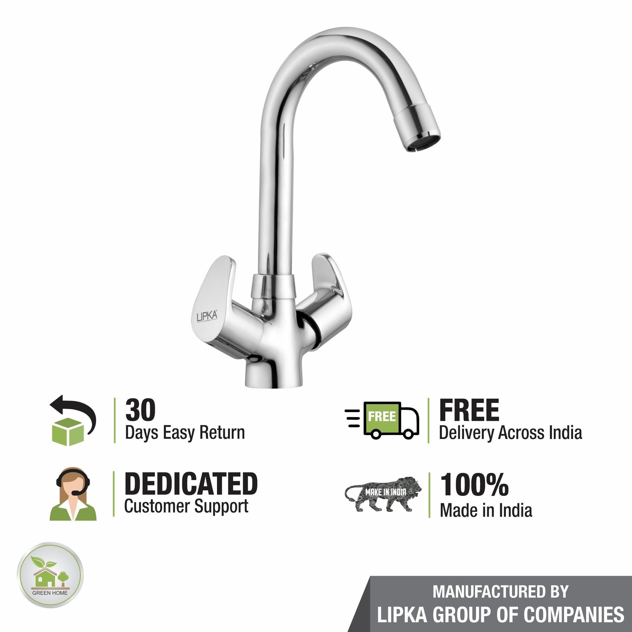 Apple Centre Hole Basin Mixer Brass Faucet with Round Swivel Spout (12 Inches) - LIPKA - Lipka Home