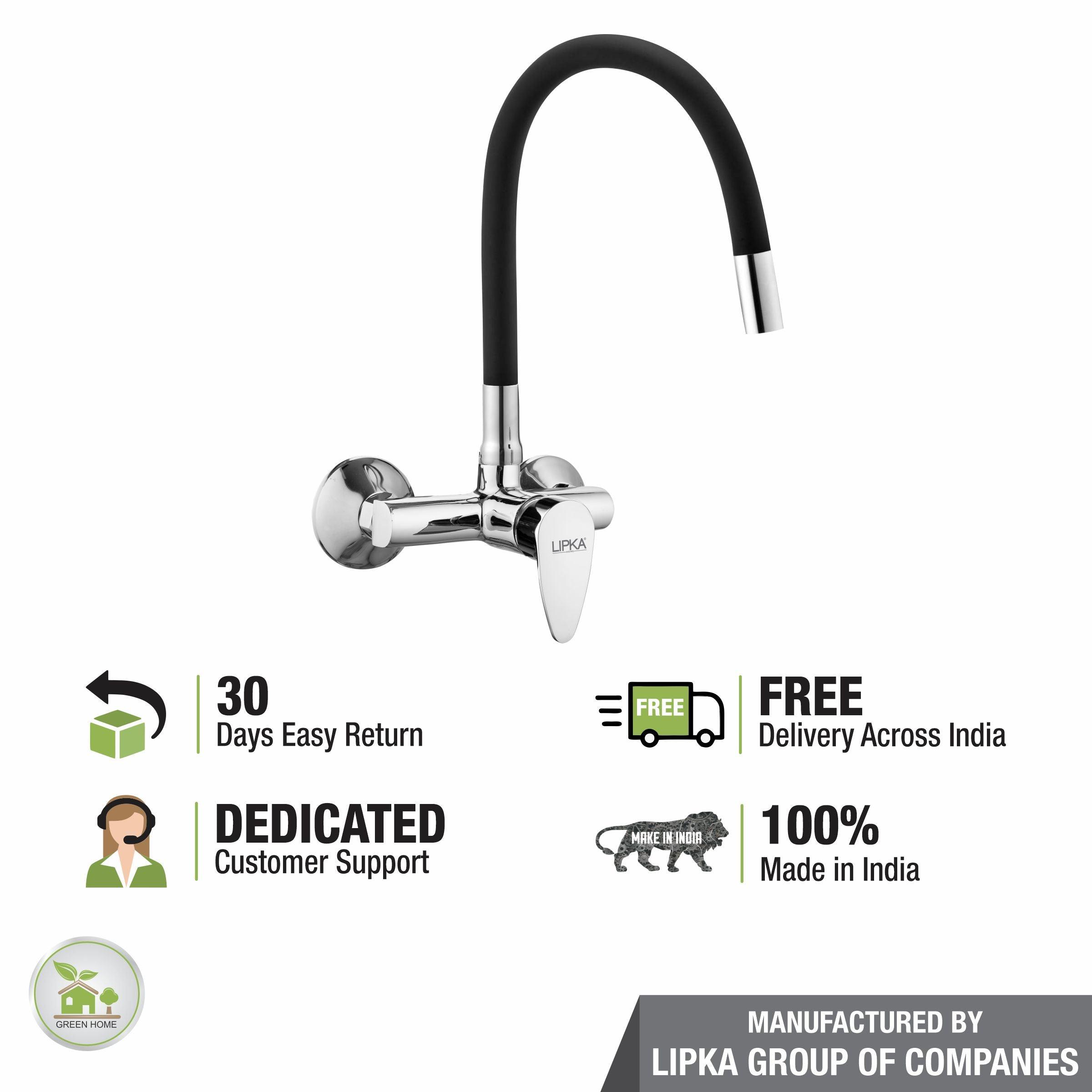 Virgo Single Lever Sink Mixer with Black Flexible Silicone Spout (20 Inches) - LIPKA - Lipka Home