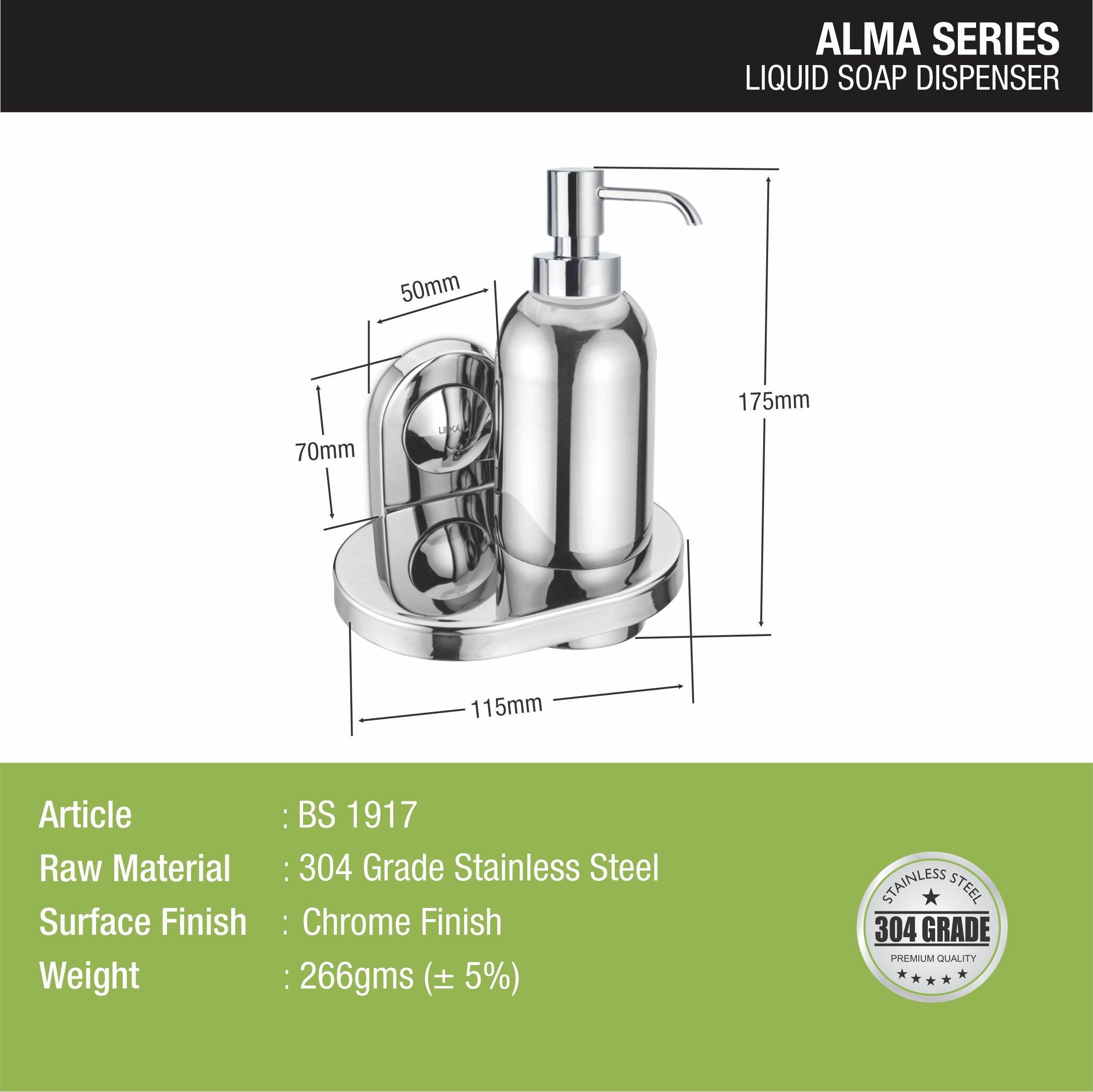 Alma Liquid Soap Dispenser (304-SS) size and dimension
